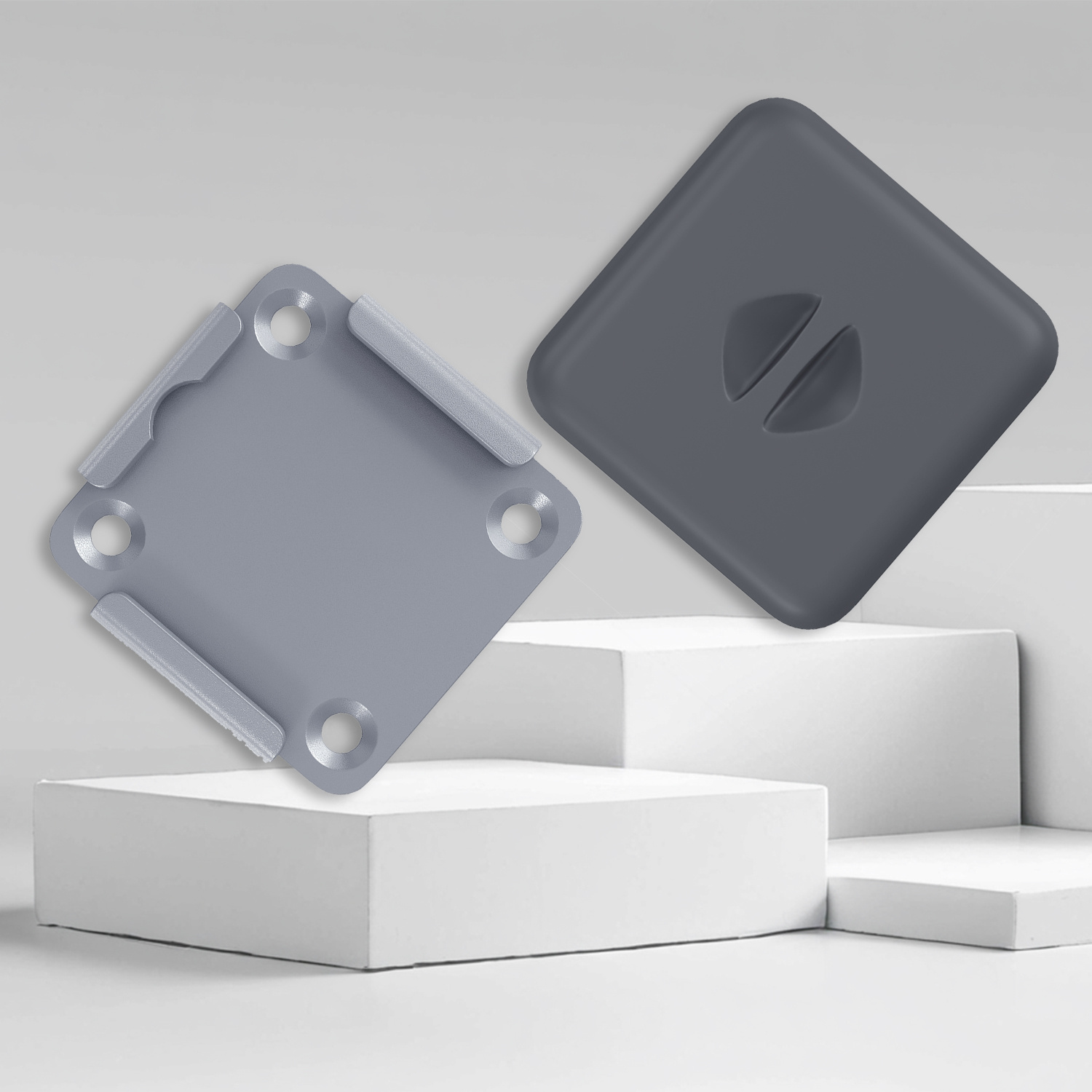 Base Holder For Awning Posts, Metal Plate With Plastic Cover, Base Plate, Suitable For Awning With Steel Stand Posts, Grey