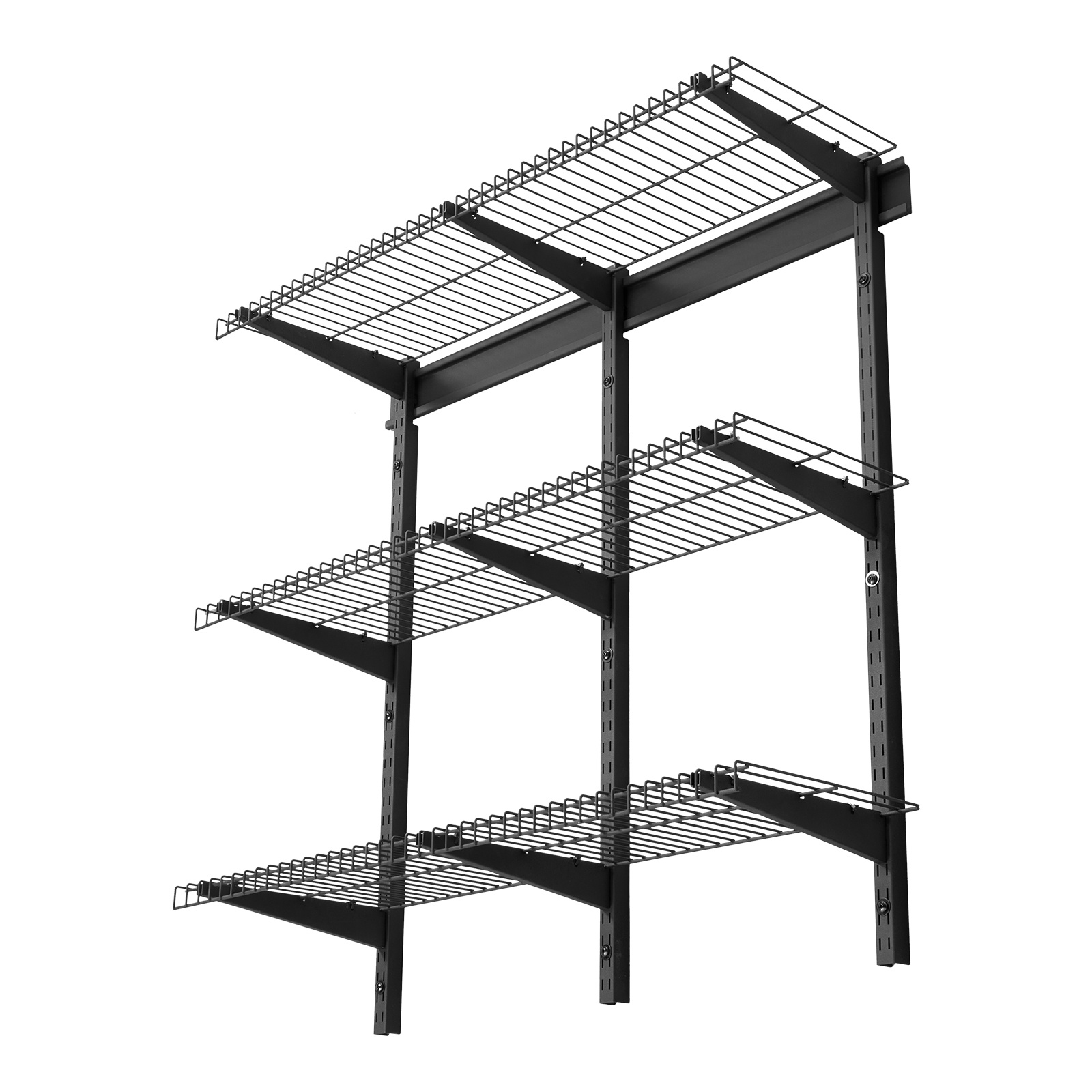 Image of Vevor 3-tier Heavy Duty Wall Garage Shelving, 275 X 914 Mm Steel Wall Mounted Shelving Unit, 275 X 914 Mm Per Shelf Floating Storage Metal Rack For Garage With 204 Kg Total Weight Capacity, Black