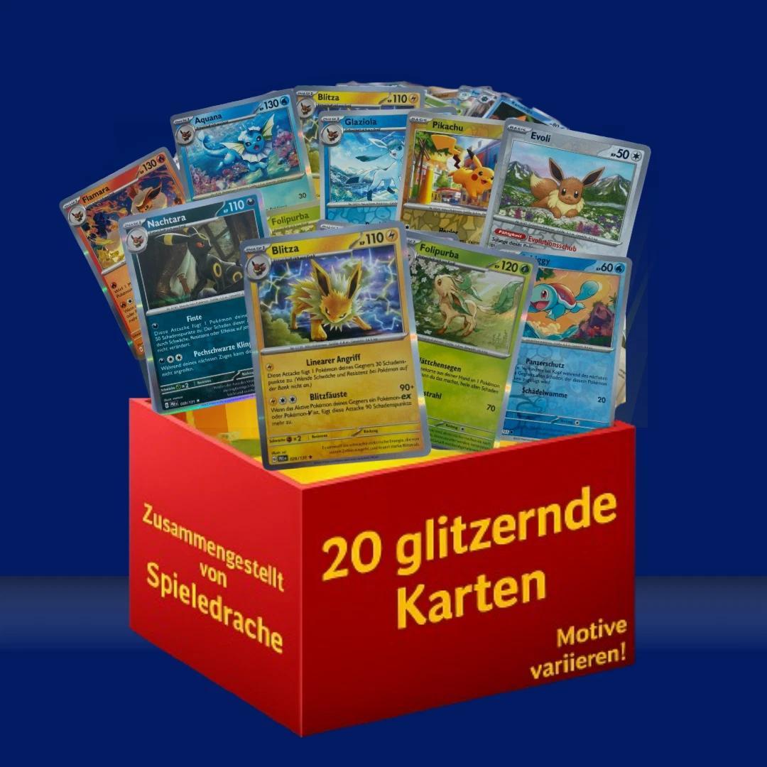 E-shop 20 glitzernde Pokemon Karten - 5 Holos & 15 Reverse Holos Neu & Deutsch