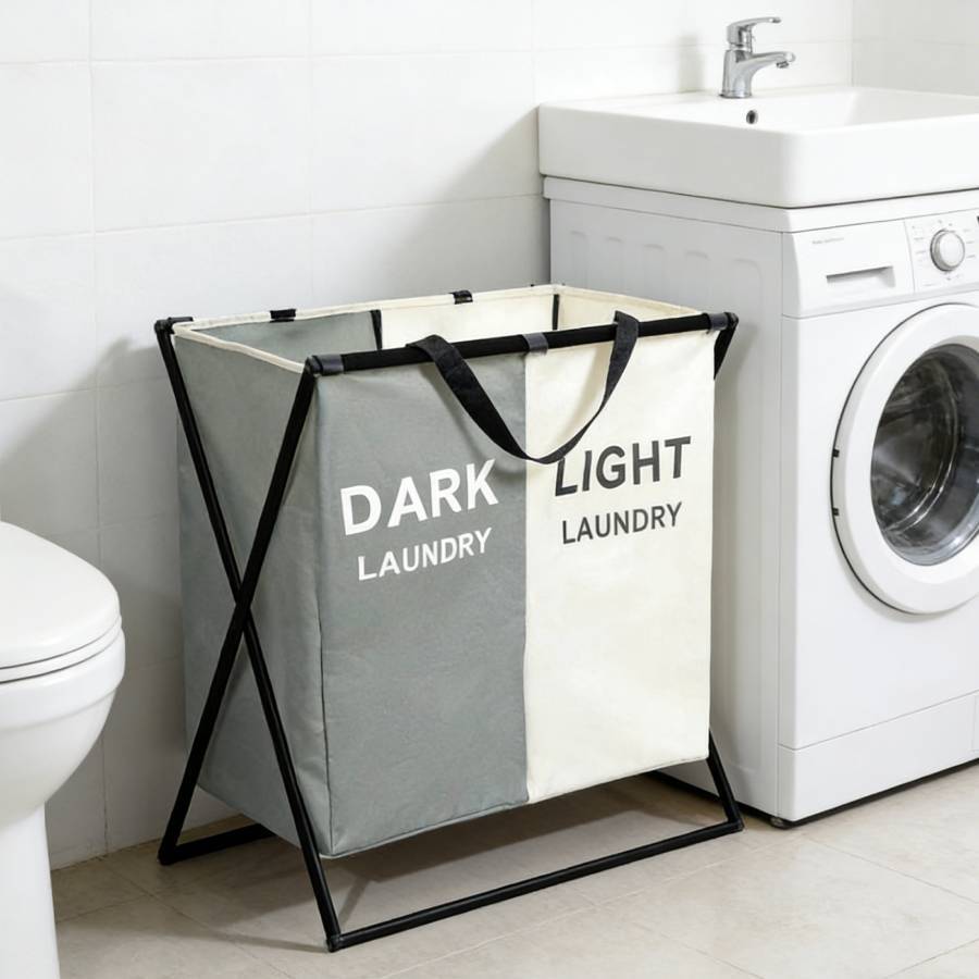 TEMU Cesta de ropa plegable | Cesta de ropa grande plegable de tres compartimentos | Con asa | Adecuada para baños y dormitorios | Adecuada para