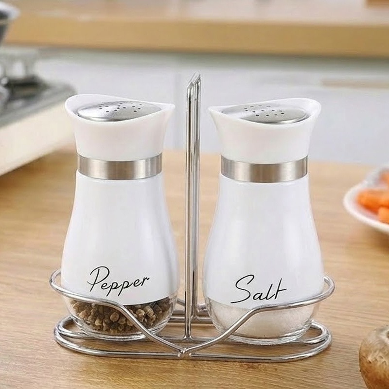 TEMU (2 Bottles + ) Of Adorable Glass Salt And Pepper Shakers. 4 Oz (. 113.4g) Glass Salt And Pepper Shakers With Stainless Steel Caps, Suitable For