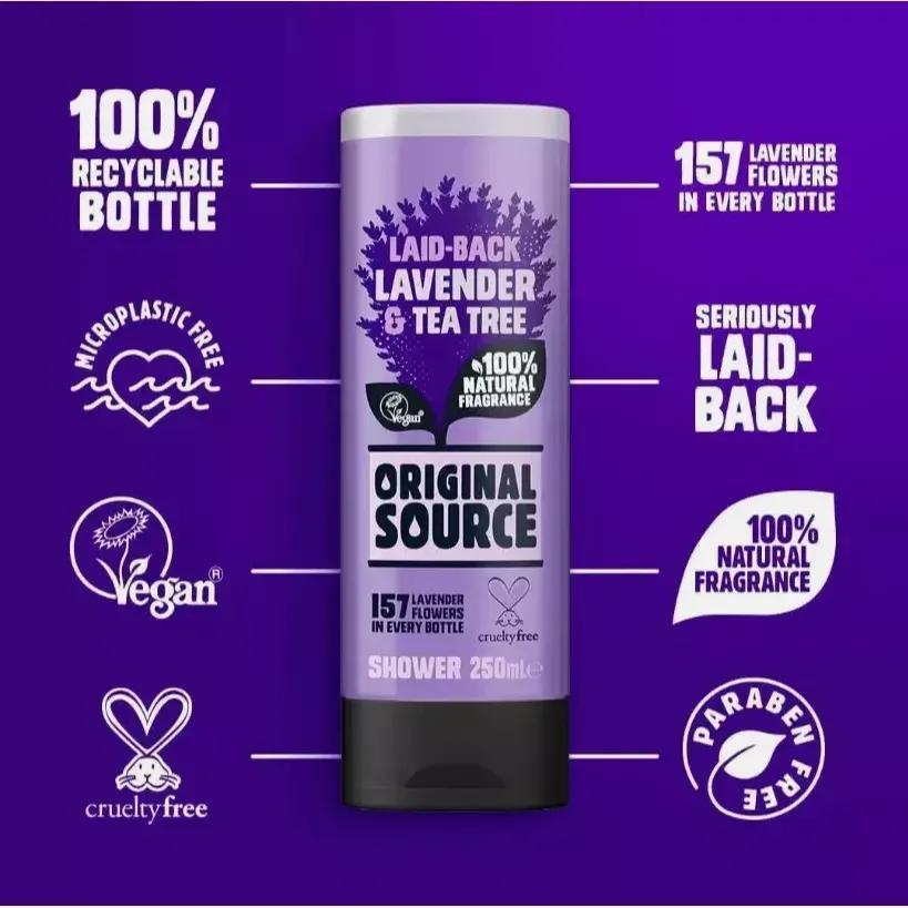 2x Original Source Lavender & Tea Tree Shower Gel, 250ml Each