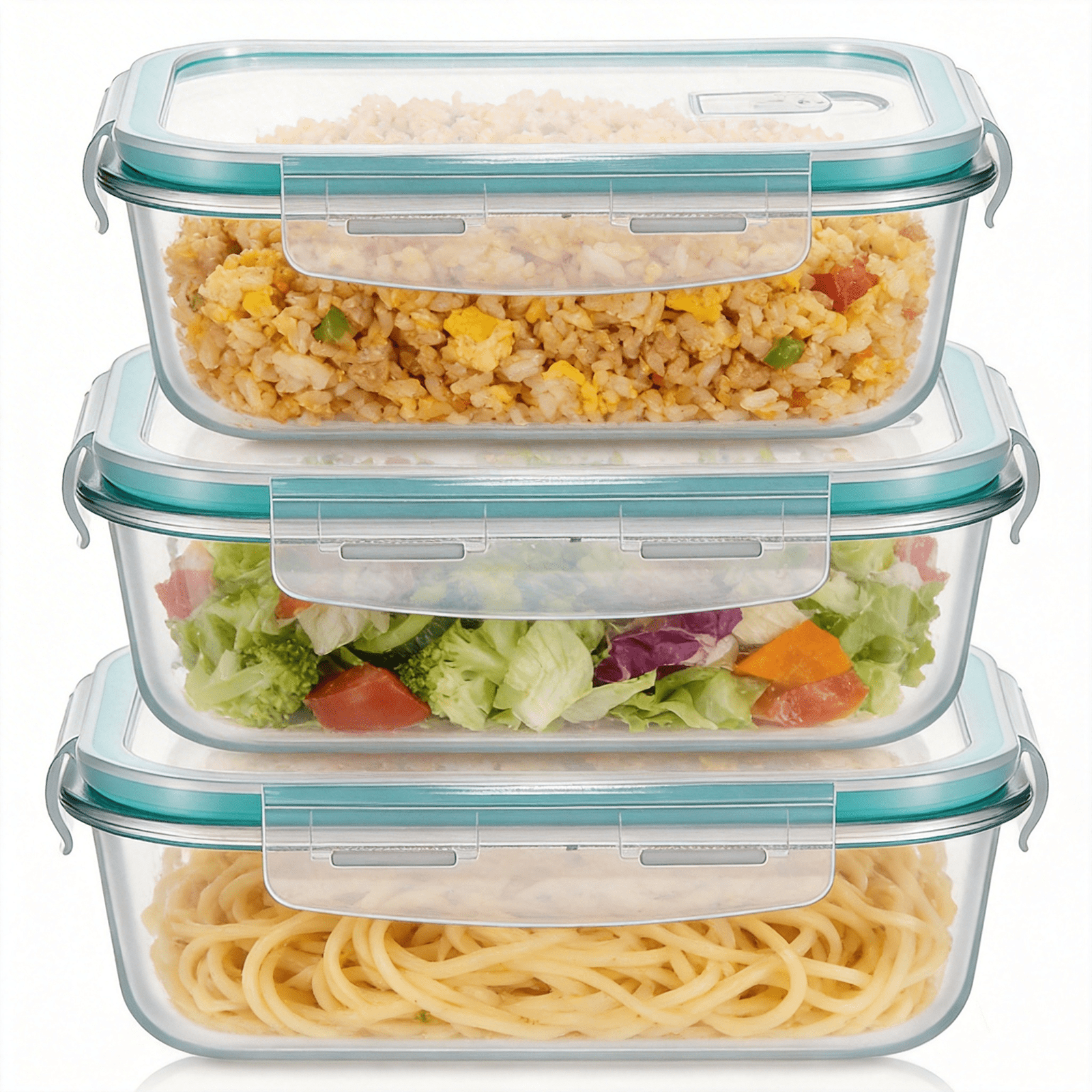 3 X 1040 Ml Glass Containers With Lids For Food, Glass Sets With Lids, Glass Containers With Lids For Storage, Glass Bread Boxes With Lids, Glass Dishes With Lids, Containers For Storing Food