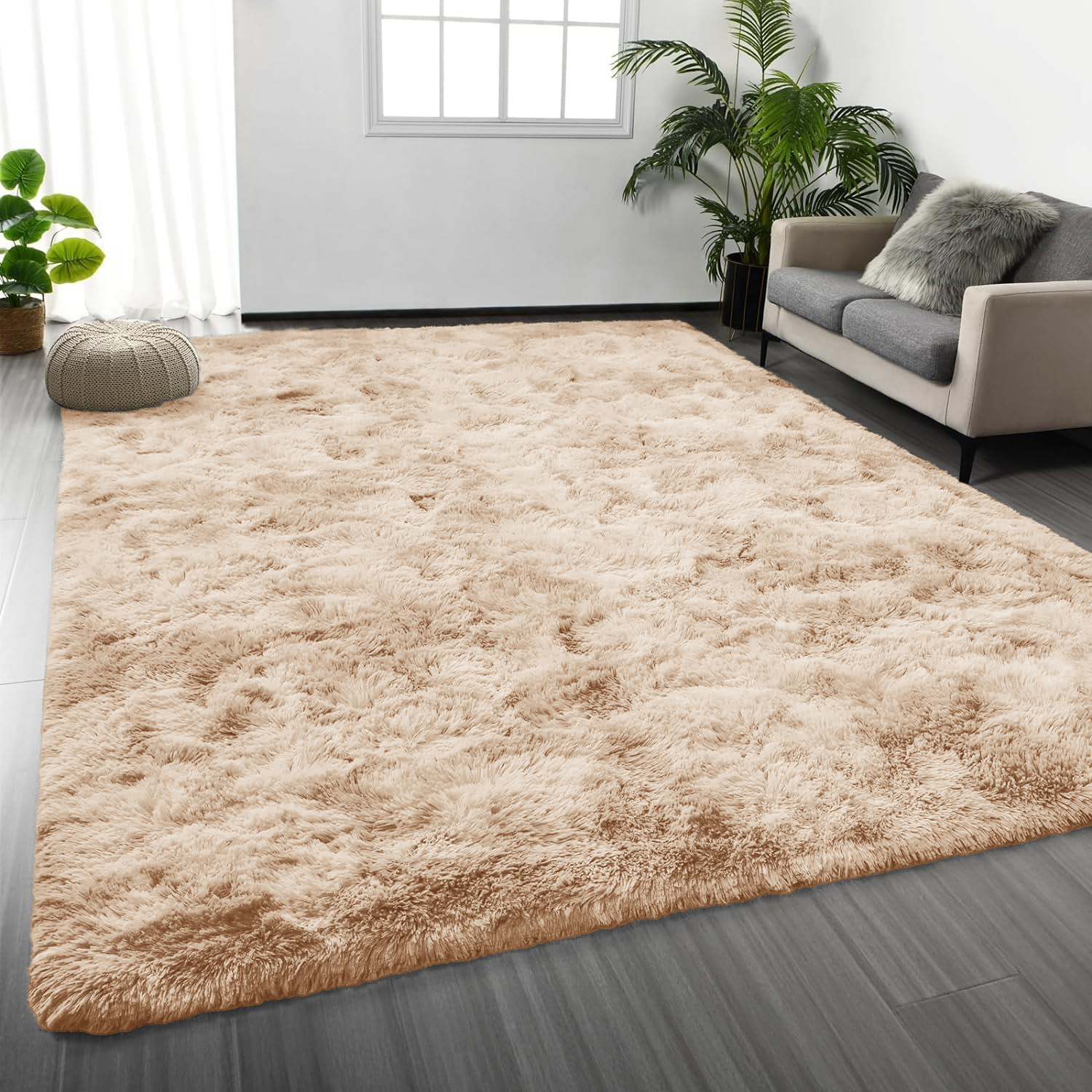 TEMU 1pc Ultra Soft Shaggy Rug – Super Luxury Plush Polyester Floor Area Rug, Non-slip Pet Friendly Carpet, Machine Washable Rug For Living Room,