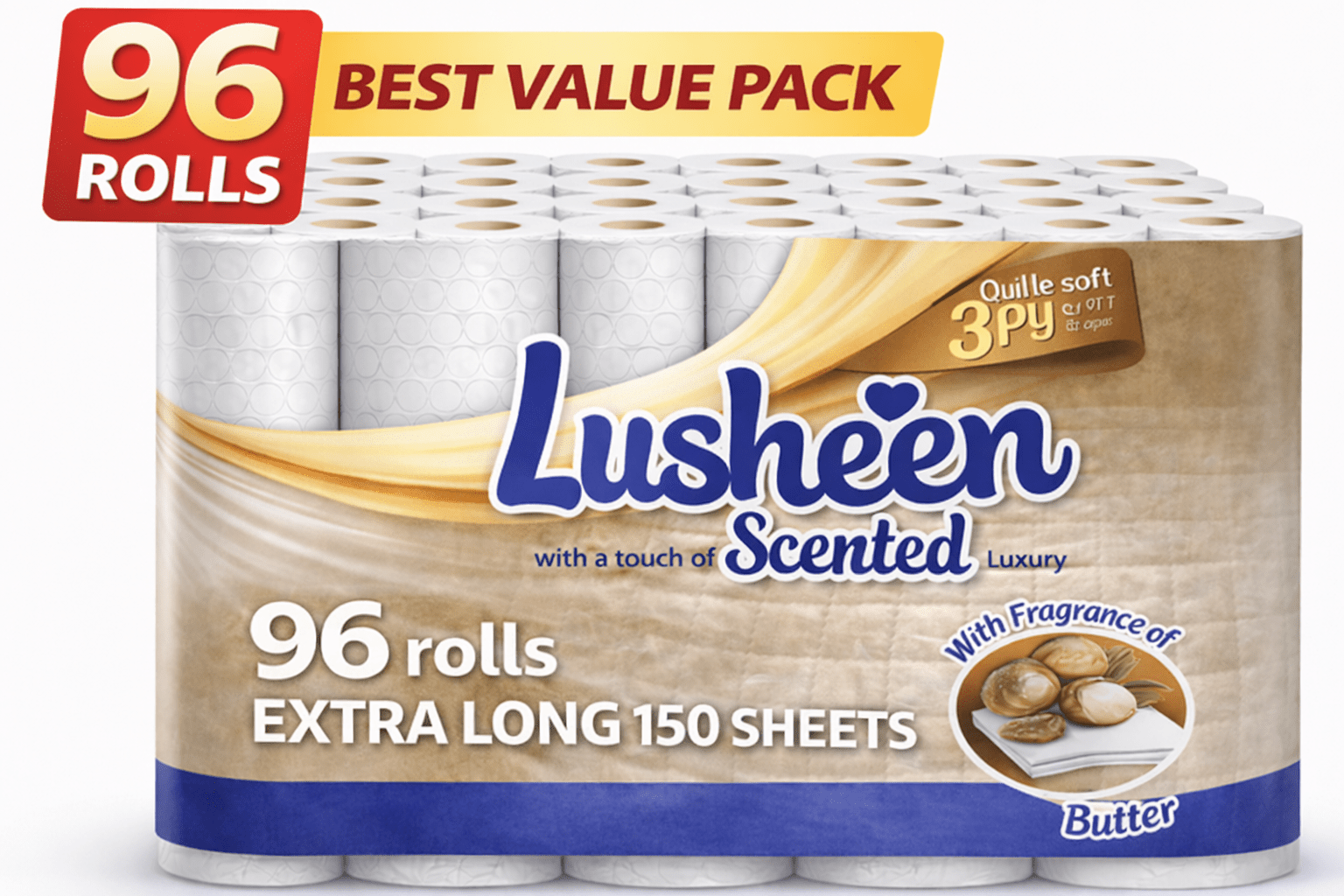 96 rolls toilet tissue 3 ply extra long 150 sheets soft strong bulk pack long lasting family size details 0