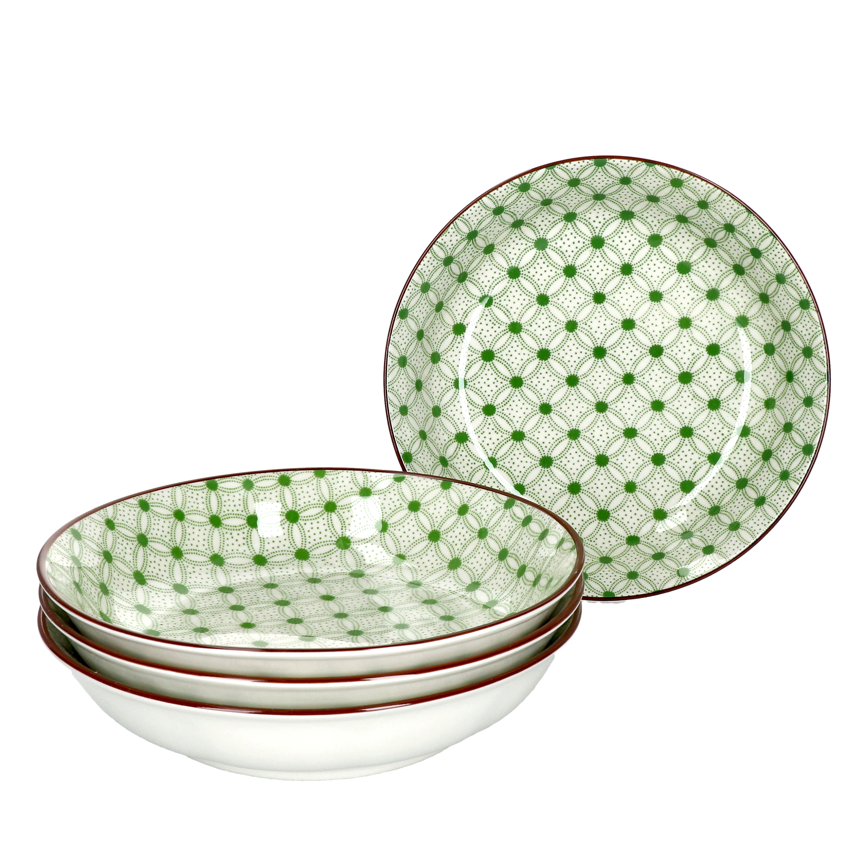 Lime Rio 4-piece Soup Plate Set, Green Decor, Ø 20 Cm, Porcelain Soup Bowl By Ritzenhoff