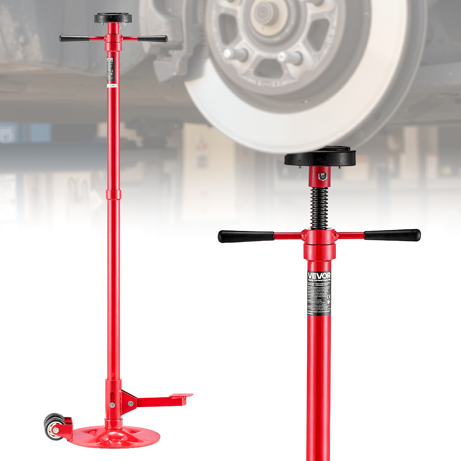 Image of Vevor Underhoist Support Stand, 3/4 Ton Capacity Under Hoist Jack Stand With , Lifting From 1320 To 2032 Mm, Bearing Mounted Spin Handle, Foot Pedal, , Support Vehicle Components