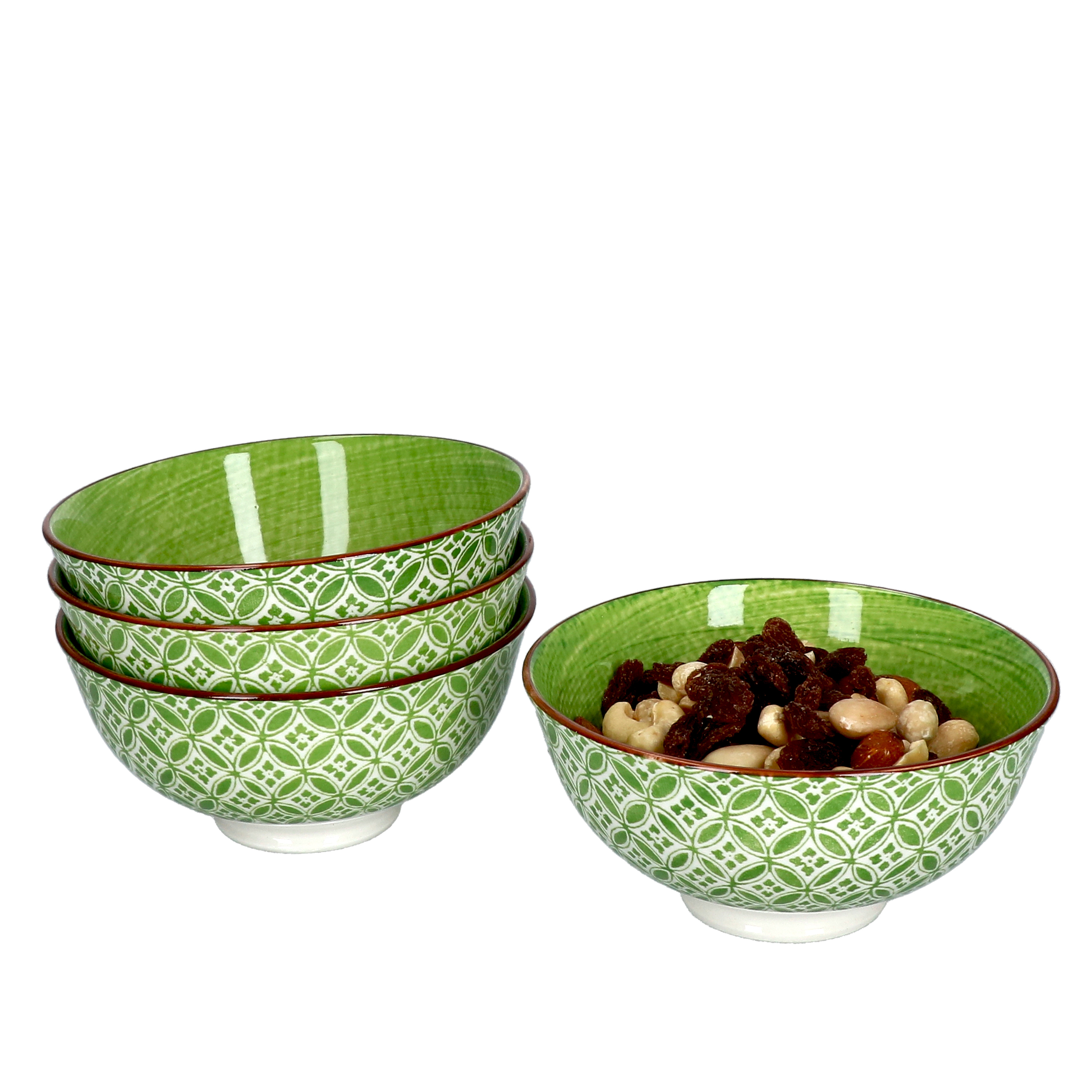 Set Of 4 Lime Sao Ø 12 Cm Striped Snack Bowls, Dessert Bowls By Ritzenhoff