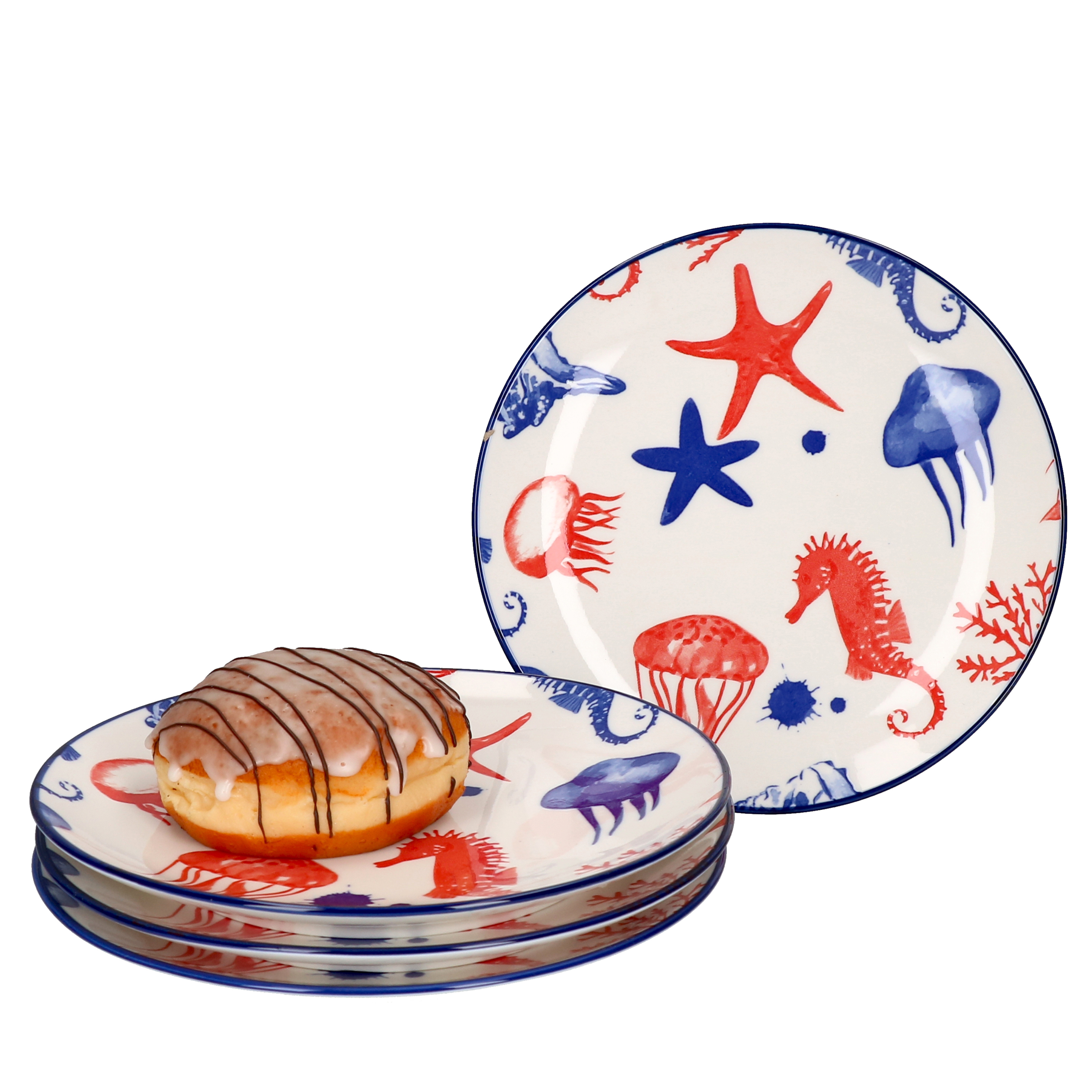 Image of 4pcs Seaside Set Cake Plate Dessert For Ø 20 Cm Starfish Ritzenhoff