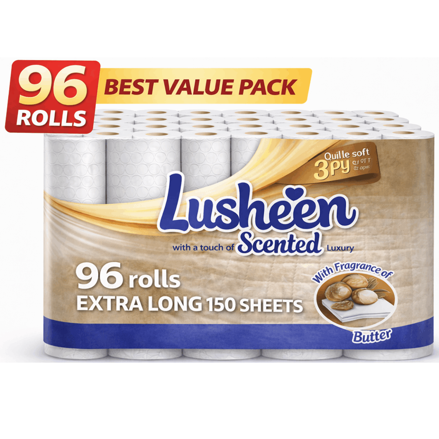 96 rolls toilet tissue 3 ply extra long 150 sheets soft strong bulk pack long lasting family size