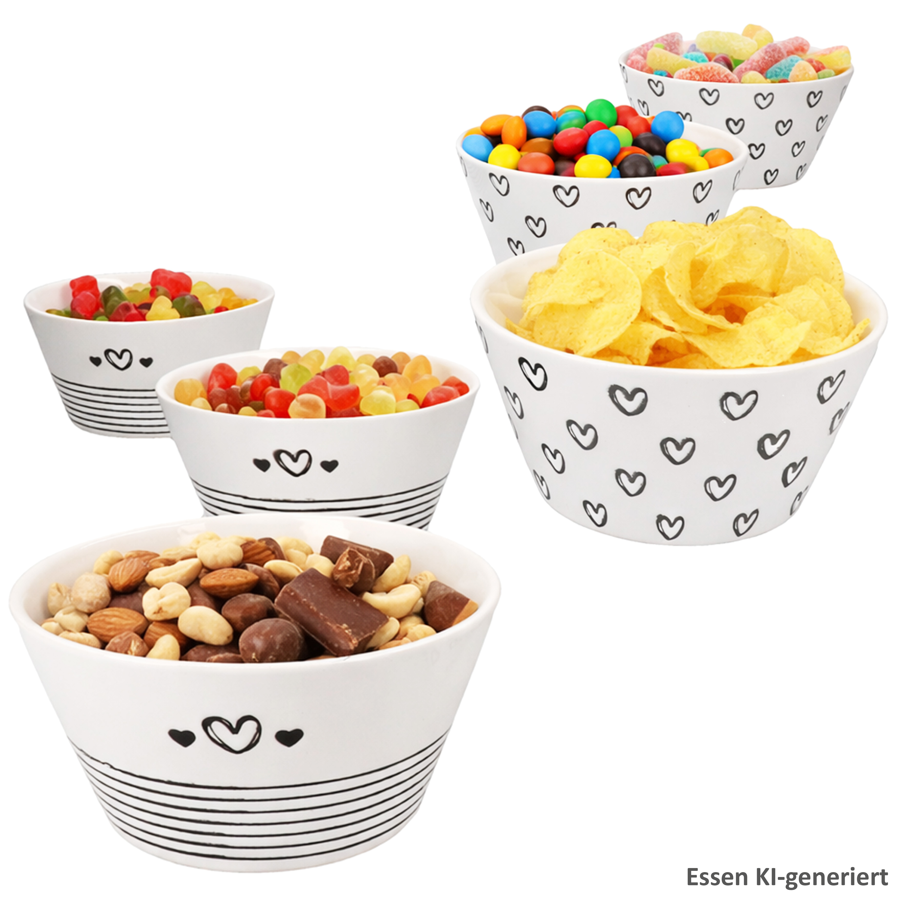 6pcs Set Cupid Bowls White Heart 250ml
