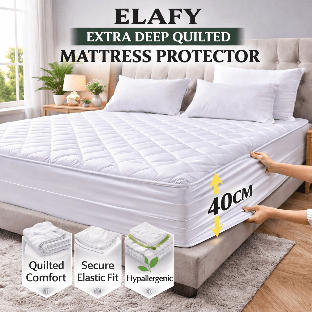   quilted extra deep quilted mattress protector fitted bed sheet cover topper bedding fits   30cm deep mattress