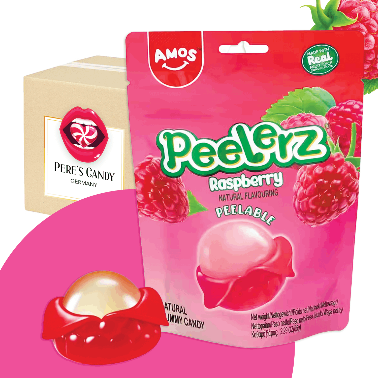 Amos Peelerz Gummy Raspberry 65g