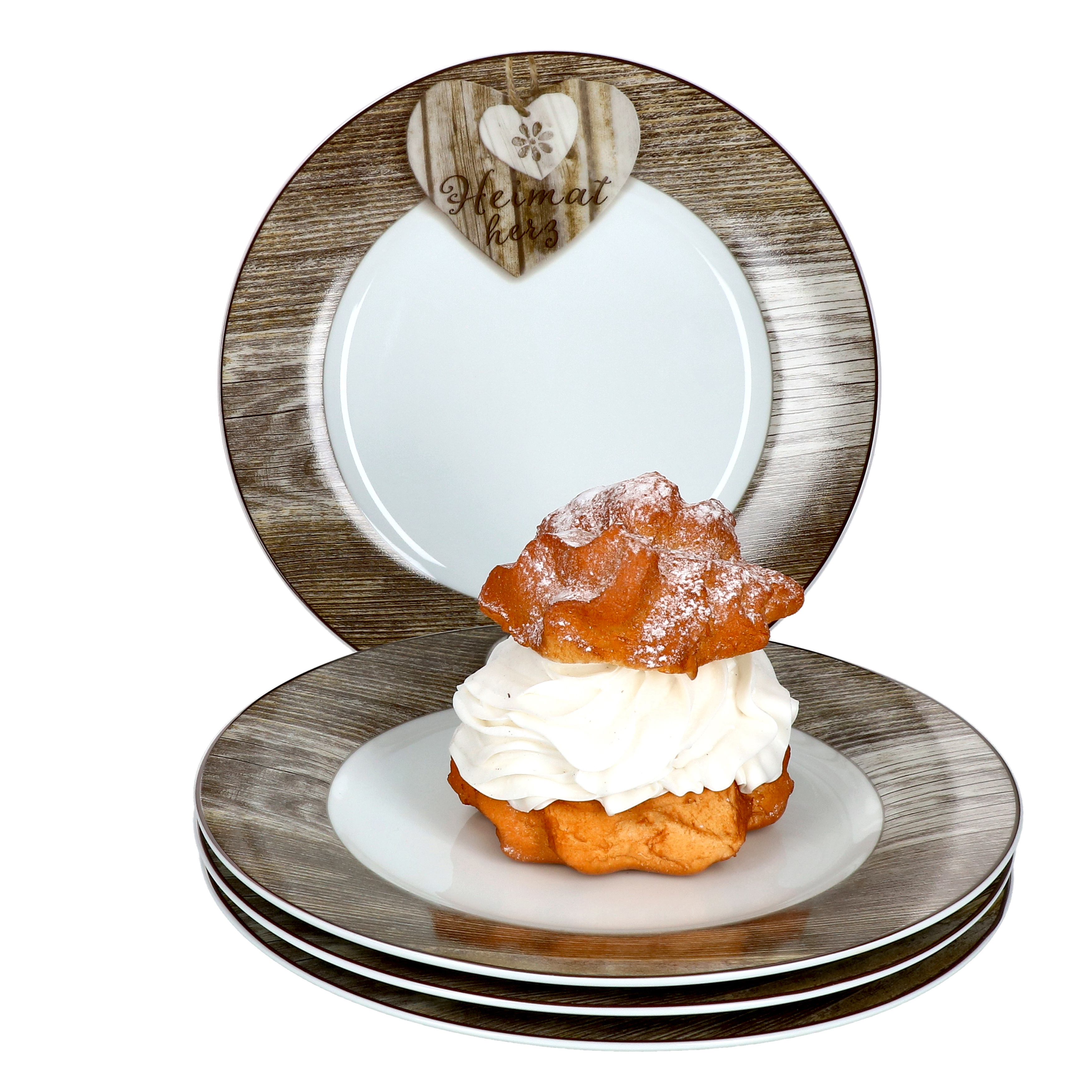 4-piece Set Heart Chalet Flat Cake Plates, Dessert Plates, Breakfast Plates For 4 , Ritzenhoff Porcelain