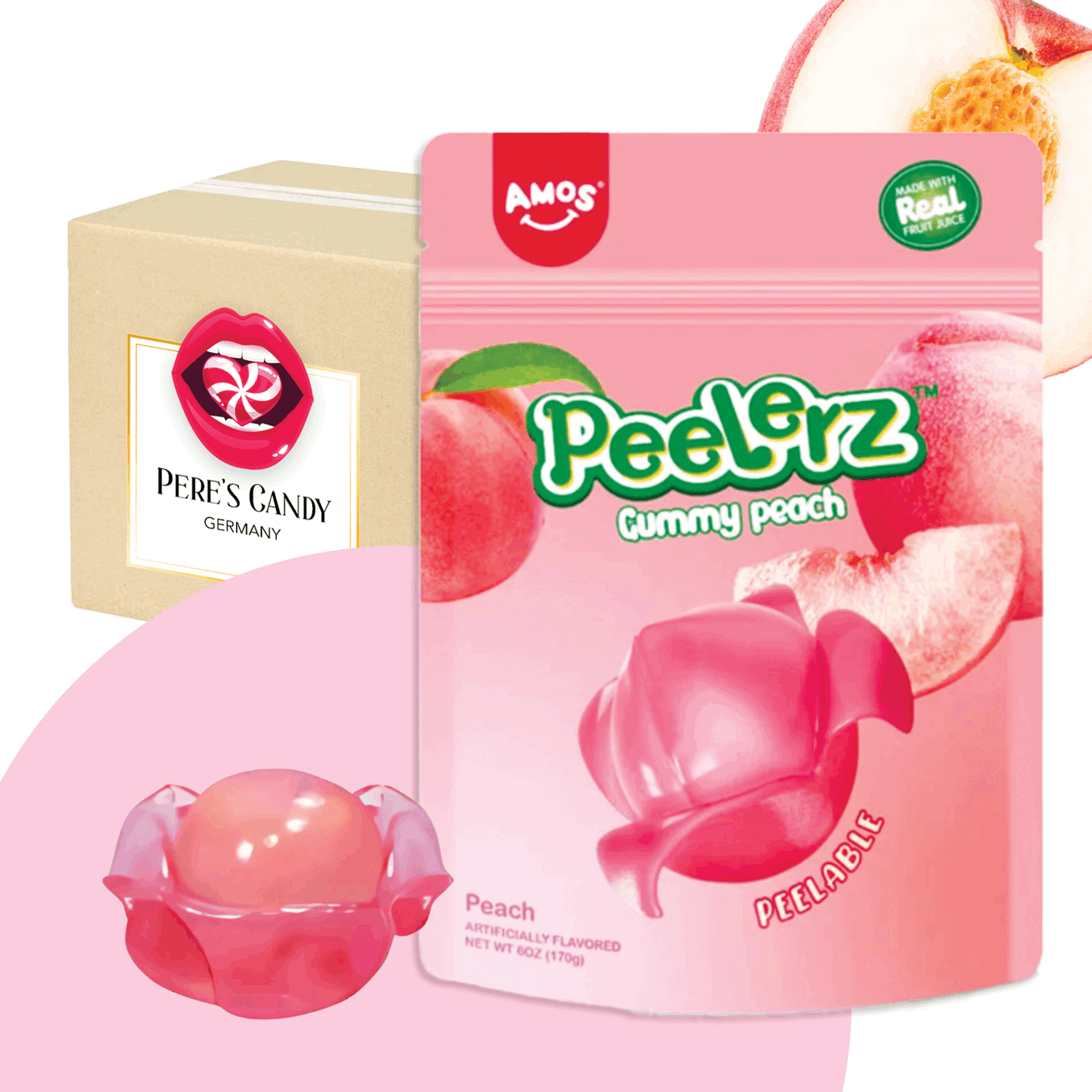 Amos Peelerz Gummy Peach 65g
