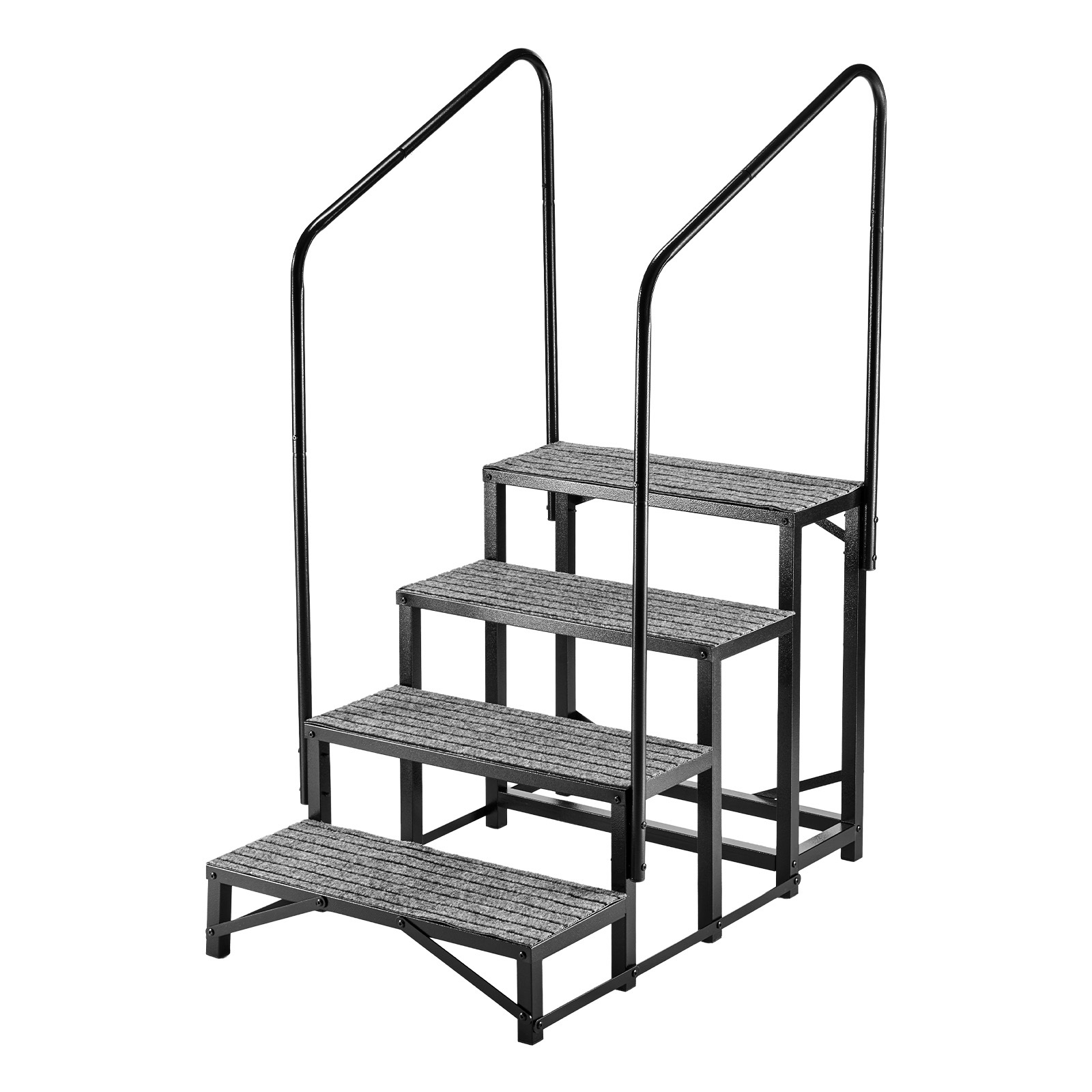 Vevor Rv Steps With Dual Handrails, , 300 Kg Load Capacity, Heavy Duty Outdoor Rv Stairs With Non-slip Mat For Elderly/pets, Portable Stairs For Hot Tub, , Mobile Home, Porch, Pool, Spa