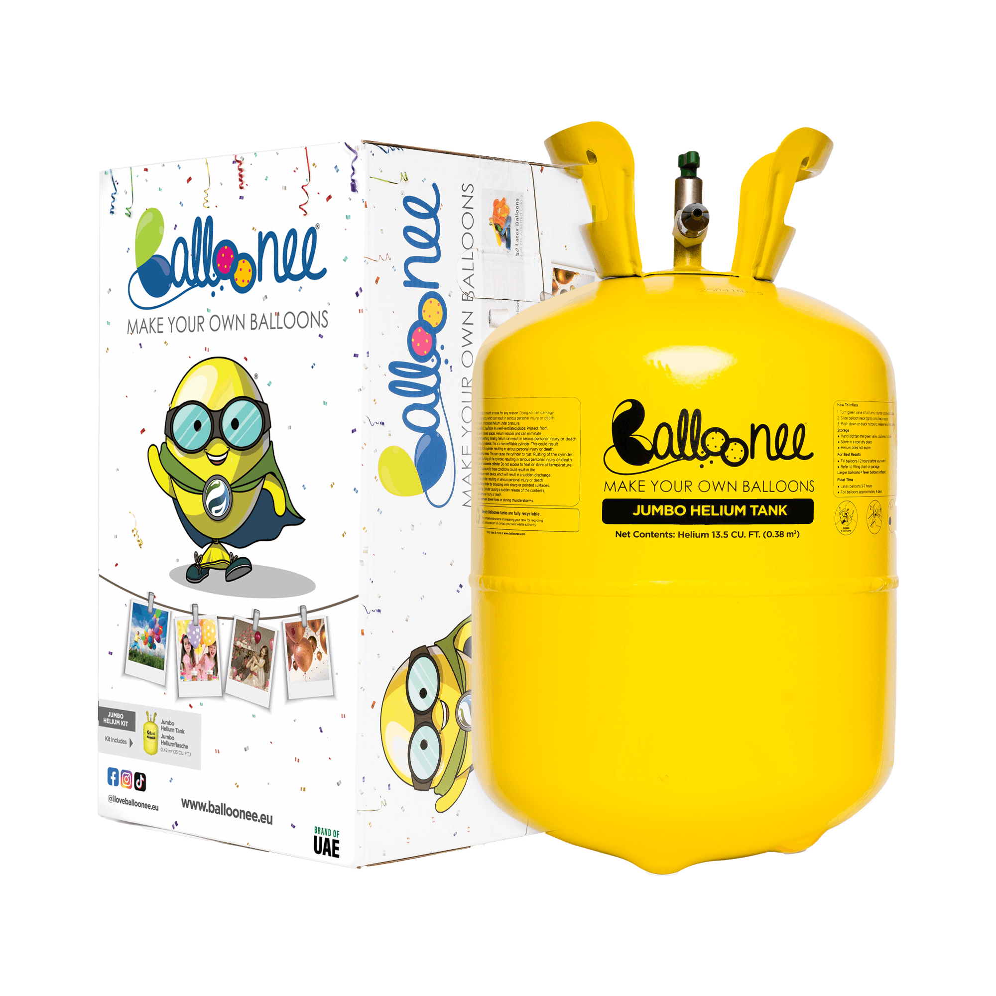 Image of Balloonee Disposable Helium Tank – 200l / 400l / ( . 30, 50 & 100 Balloons) | Easy Balloon Inflation For Parties, Weddings & Events