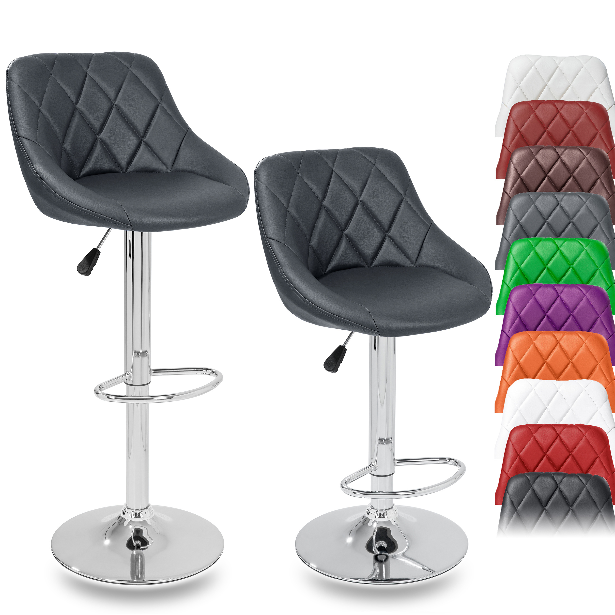 Tresko® Bar Stool 2-piece Set, Height-adjustable With Backrest | & Padded Bar Chair | Counter Stool With Seat Height Adjustment 60-80cm For Kitchen, Dining Room, Counters, Restaurant, Living Room