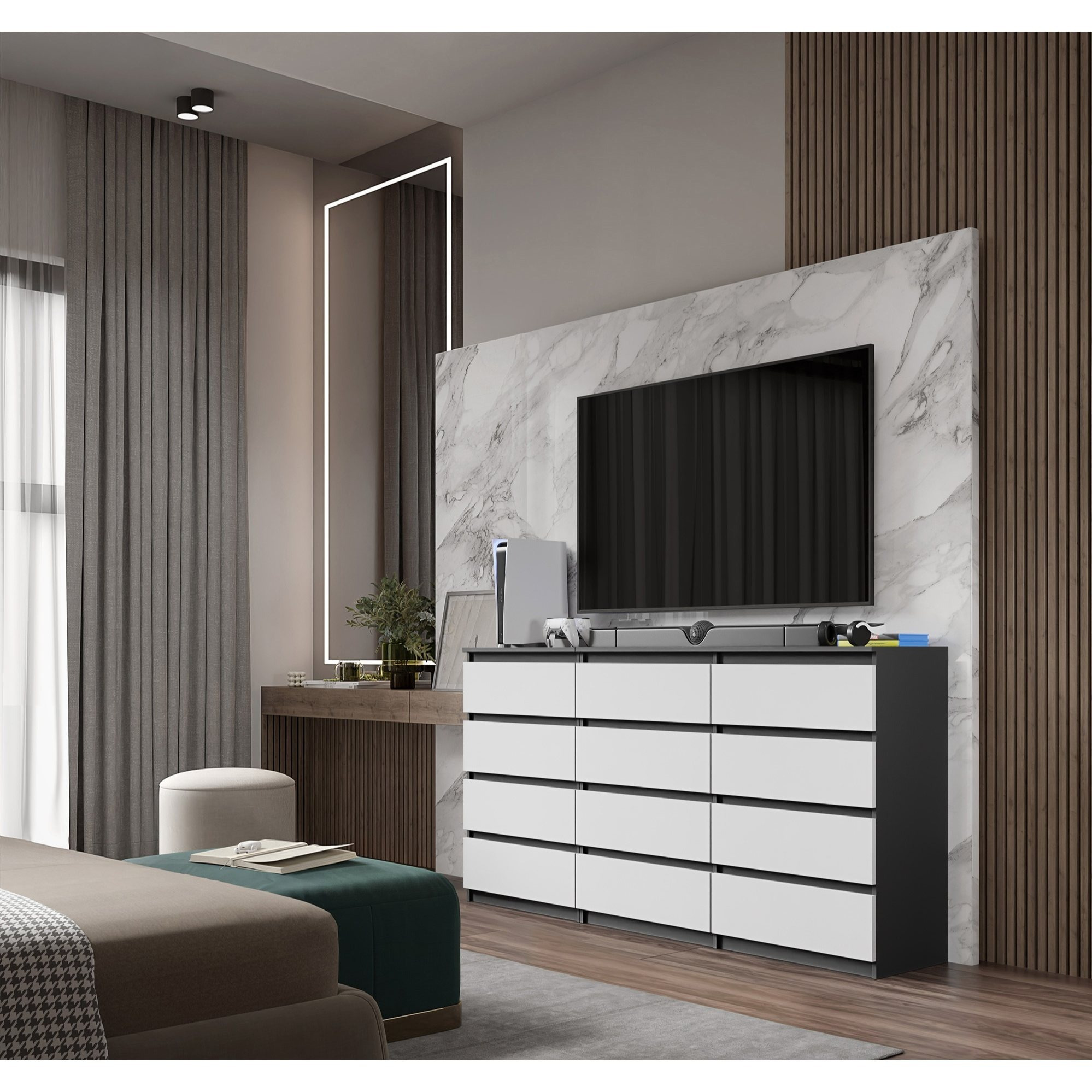 Image of 180 Cm - 12 Drawers - Set Of 2 Komodas