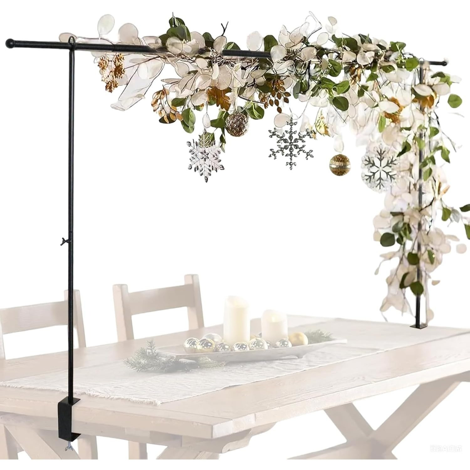 E-shop Tisch Stange Stand mit Klemmen, Schwarzer Tischbogenständer für Partydekoration, Verstellbare Metallstange mit Tischklemme für Hochzeit und