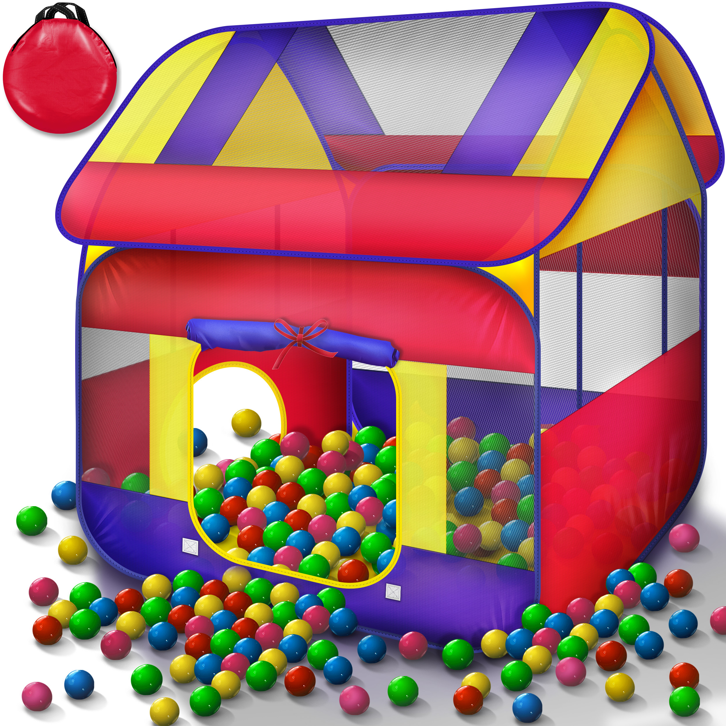 Image of ® Xxl Ball Pit With 300 Balls & Carry Bag | Indoor & Outdoor Play Tent For Kids | Baby & Children's Playhouse | Castle Playhouse Gift For