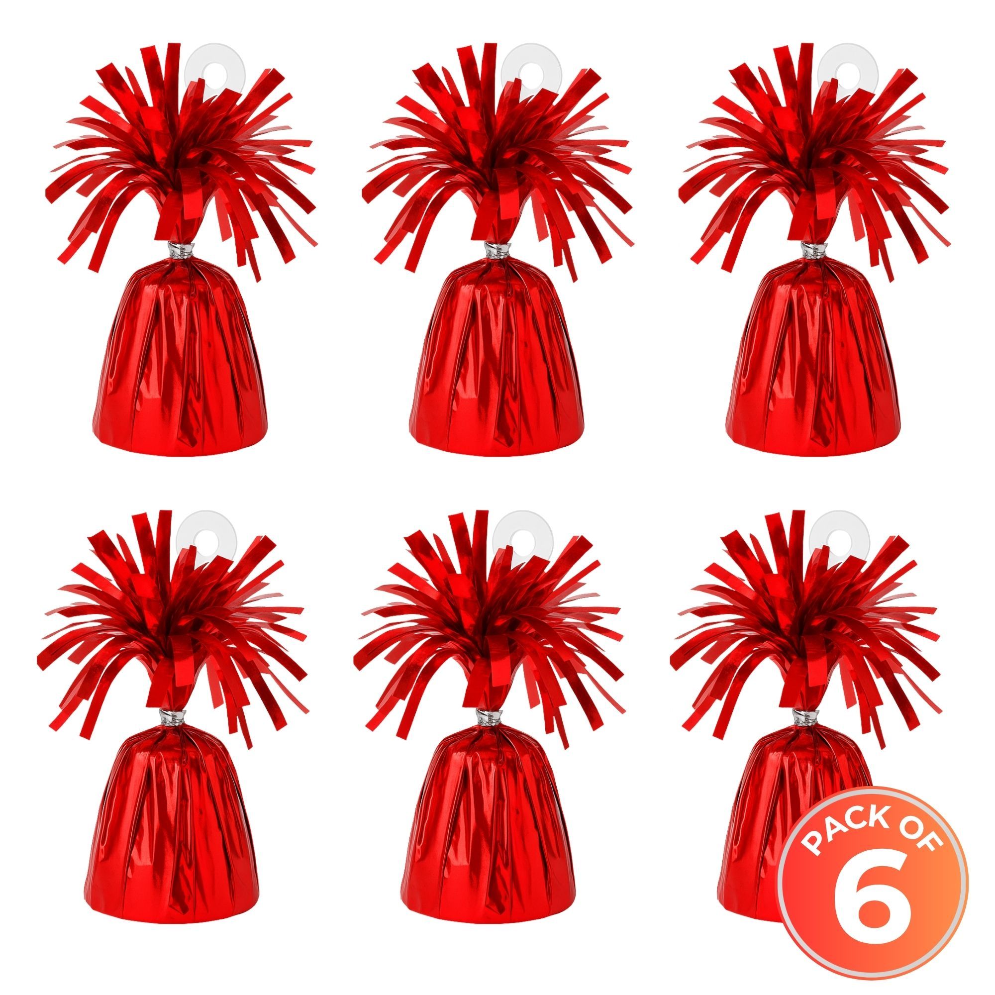 TEMU Pack Of 6 Red Foil Balloon Weights For Helium Balloons | 85 G Metallic Foil Balloon Holder | Floor Weight Birthday Parties, Events & Wedding