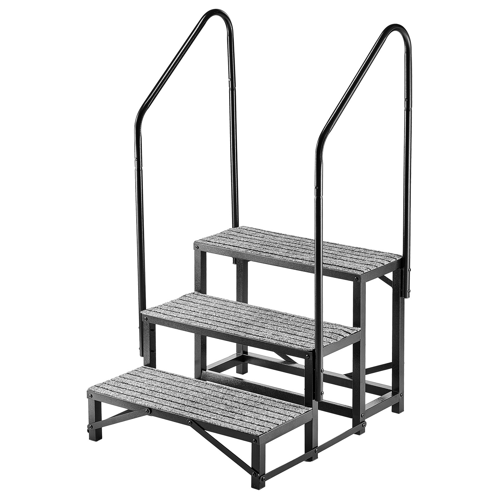Vevor Rv Steps With Dual Handrails, 3 Steps, 300 Kg Load Capacity, Heavy Duty Outdoor Rv Stairs With Non-slip Mat For Elderly/pets, Portable Stairs For Hot Tub, , Mobile Home, Porch, Pool, Spa
