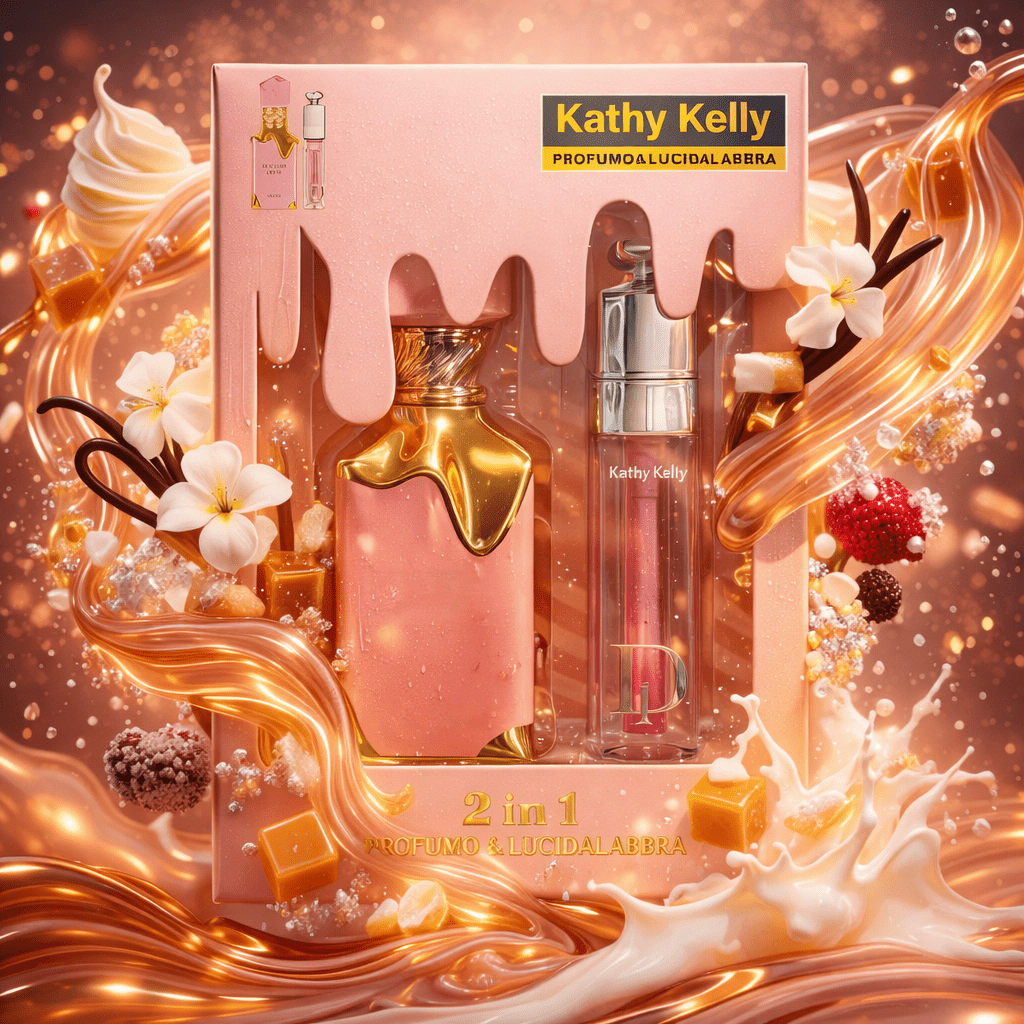 Image of Luxury Sweet Gourmand Perfume Set 2-in-1 With Lip Gloss, Caramel Fragrance Gift For Women