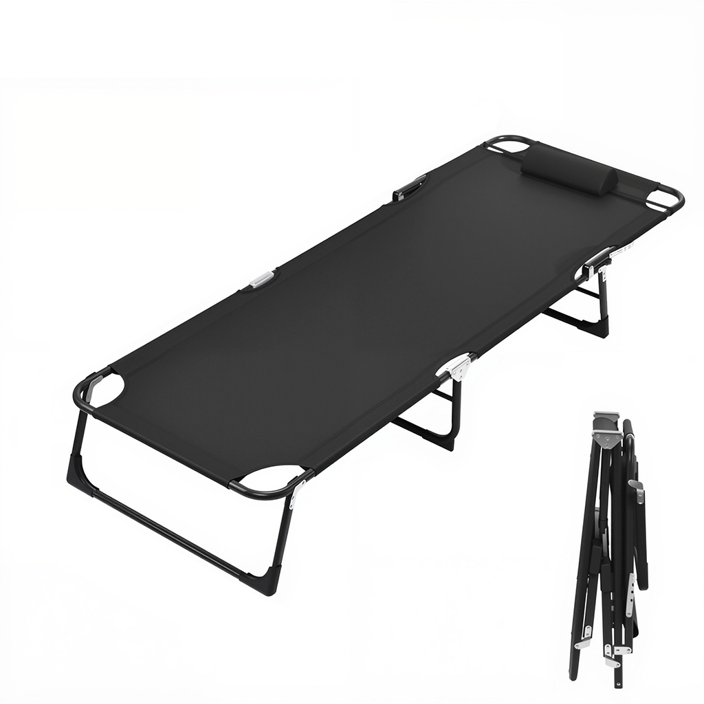 Portable Folding Bed With 4-level Adjustable Recline & Headrest – No Assembly, 6 Feet, 176cm X 56cm For Office Nap Or Camping