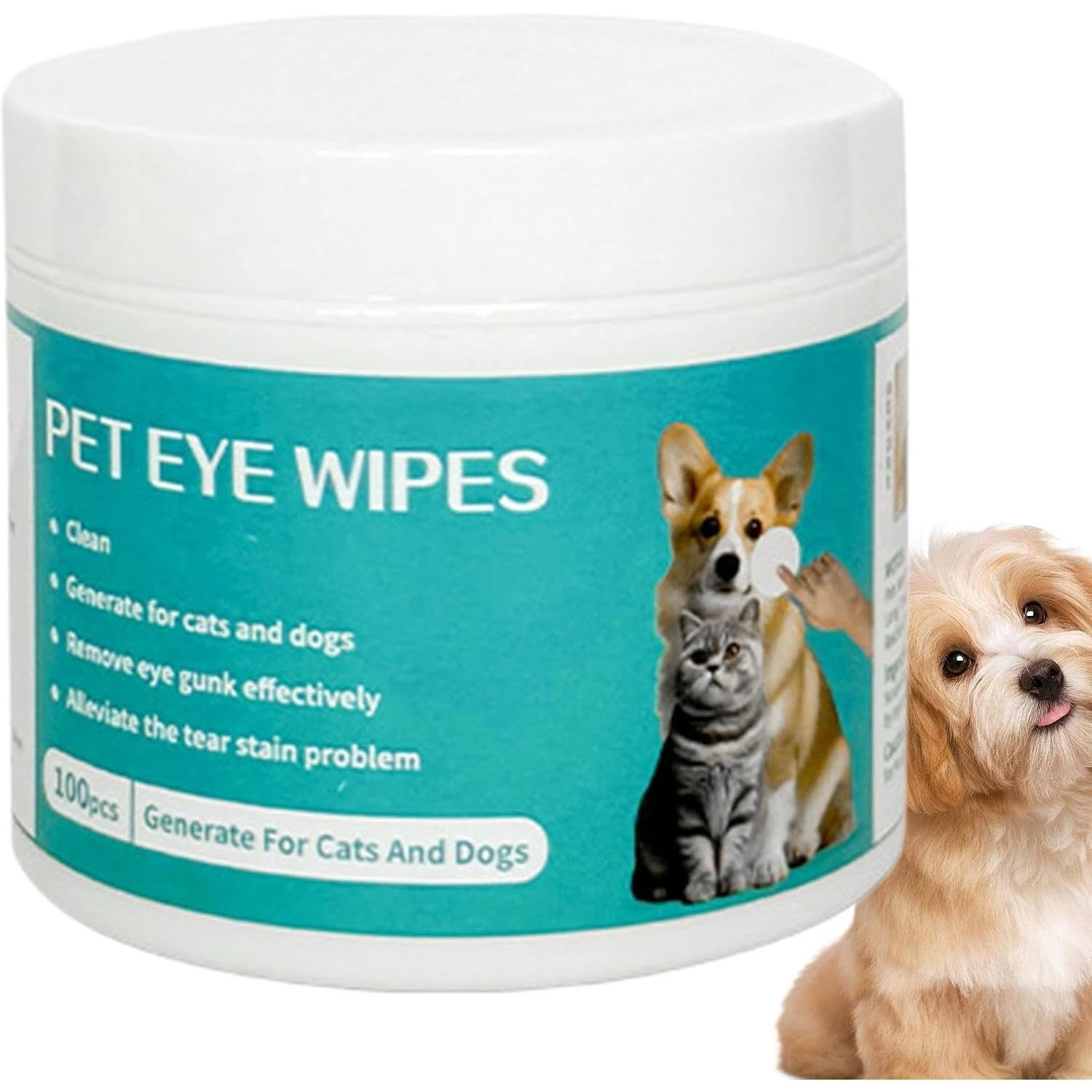 TEMU Toallitas para Ojos de Perros y Gatos 100 Piezas - Almohadillas para Limpiar de Las Mascotas para Eliminar Manchas, y secreciones