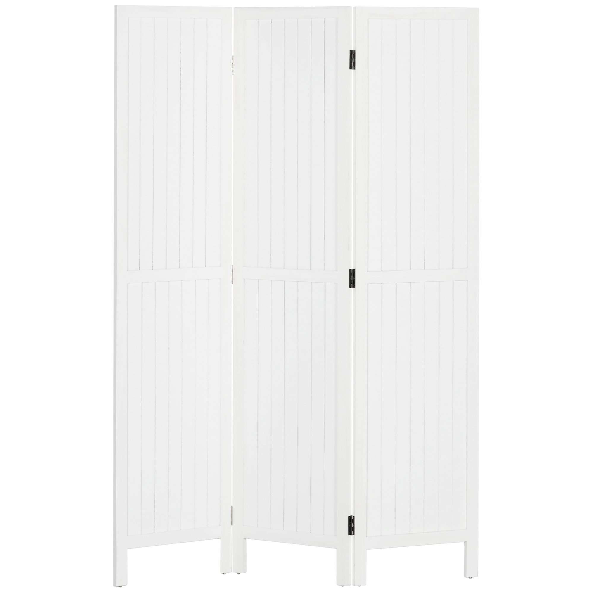 Homcom Wooden Room Divider Closed Interior Partition 3-panel Wooden Folding Screen 120 X 170 Cm White