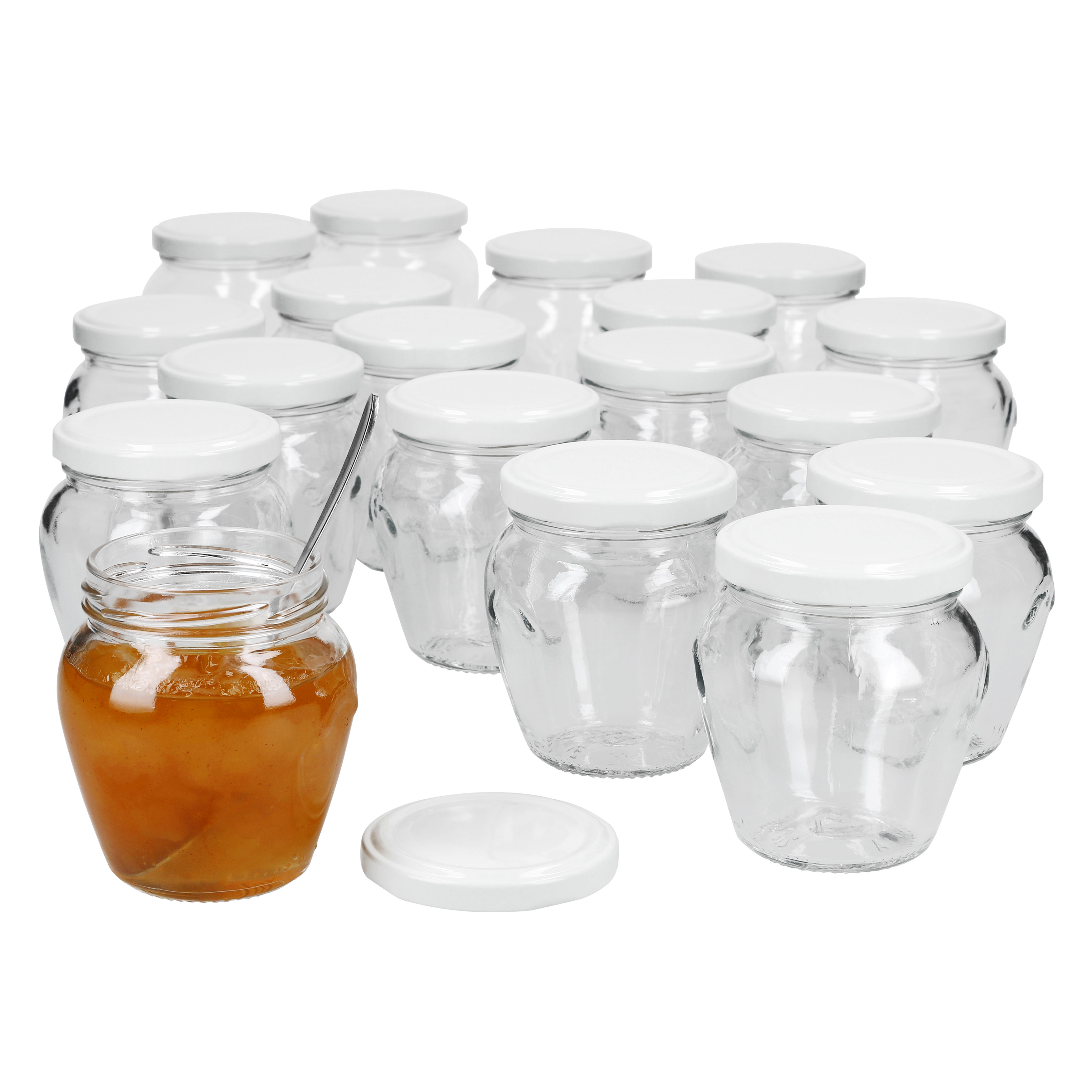 20pcs Set Of Marmalade Jars Vaso 212ml + To63 White Lid