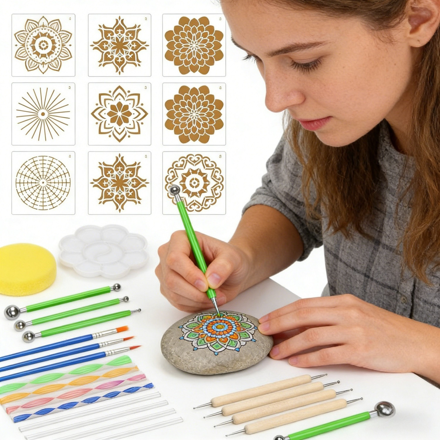 Mandala Tool Set With Stencils And Drawing Tools, Creative Crafting Accessories For Mandala Art, Versatile Painting Set For Adults And Party Accessories Set
