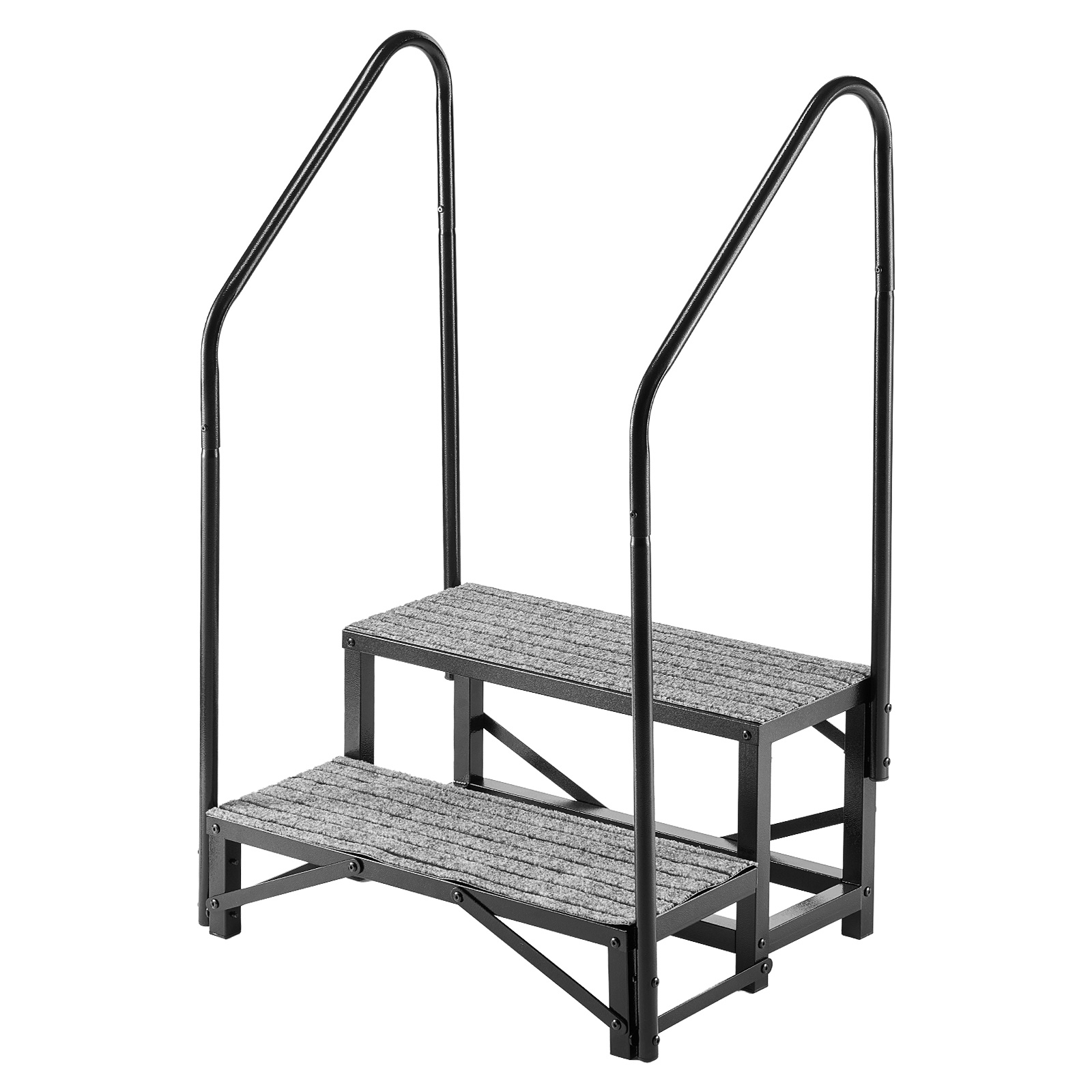 Image of Vevor Rv Steps With Dual Handrails, 2 Steps, 300 Kg Load Capacity, Heavy Duty Outdoor Rv Stairs With Non-slip Mat For Elderly/pets, Portable Stairs For Hot Tub, , Mobile Home, Porch, Pool, Spa