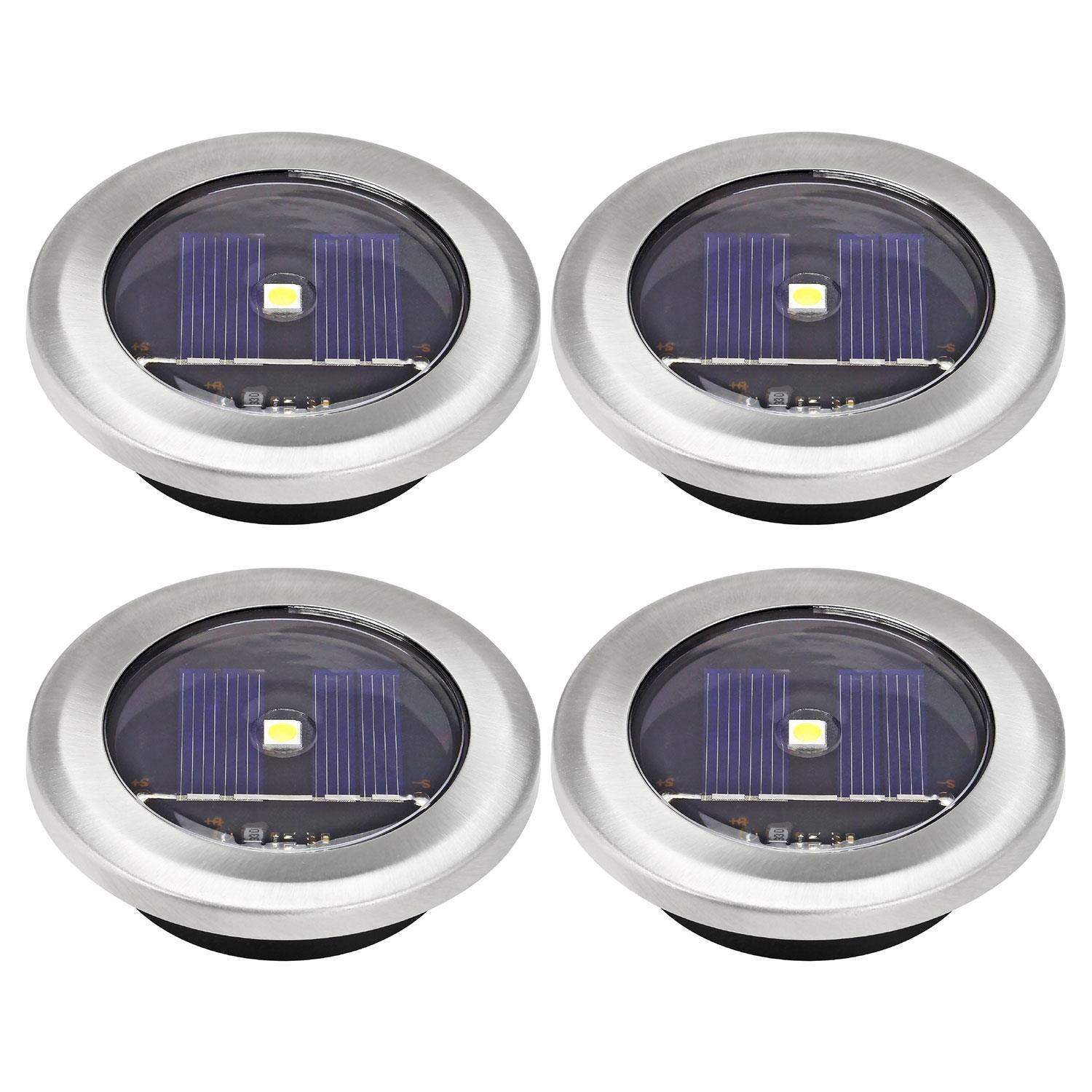 TEMU Taylor & Brown 4 Pack Solar Decking Lights Outdoor Garden Stainless Steel Solar Powered Ground Lamp Deck Landscape Pathway Lighting