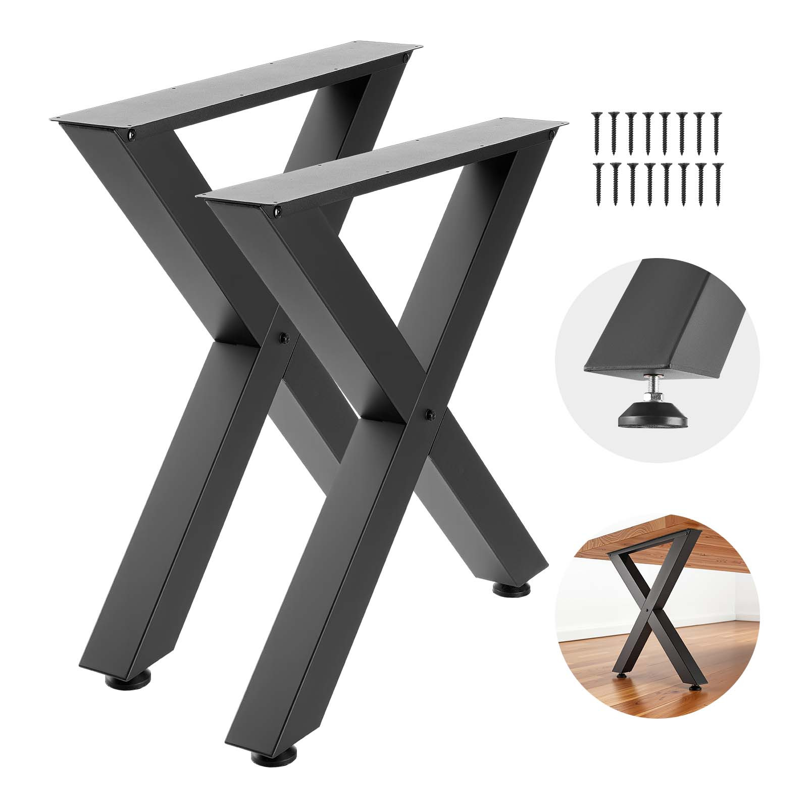 Image of Vevor Table Legs, 750 X 760 Mm (hxw) W Steel Furniture Legs, Modular Design, Easy Assembly, 1000 Kg Heavy Duty, For Home Office Desk, Coffee Dinner Bar Tables, Workbench, 2pcs, , Black