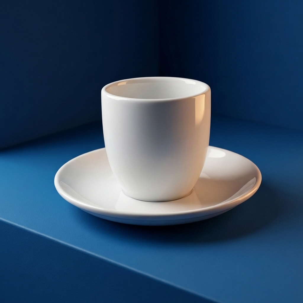 6-piece Coffee Cup Set With Saucers In White Ceramic, Minimalist Cappuccino For Milk Coffee, Modern For Home & Hospitality