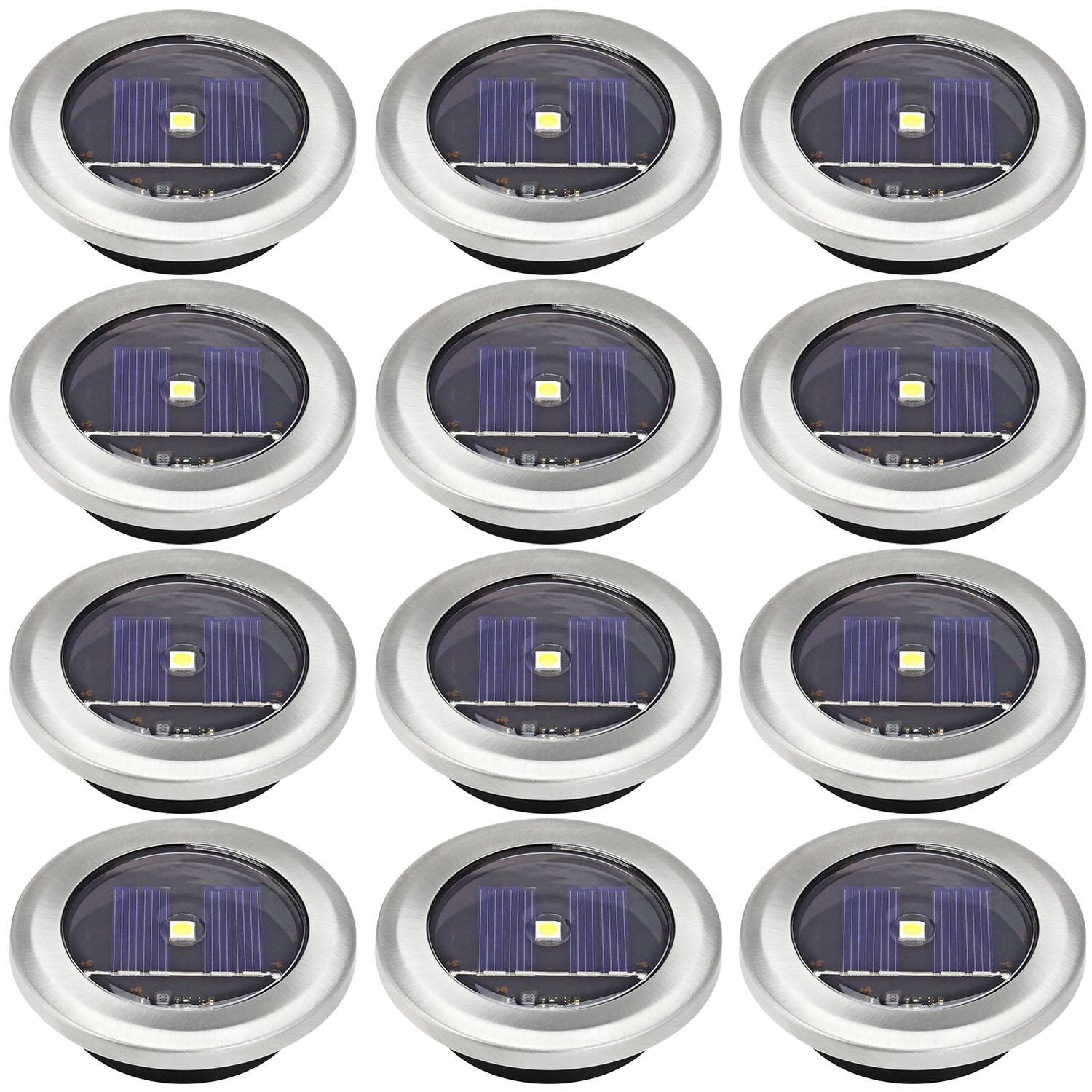 TEMU Taylor & Brown 12 Pack Solar Decking Lights Outdoor Garden Stainless Steel Solar Powered Ground Lamp Deck Landscape Pathway Lighting