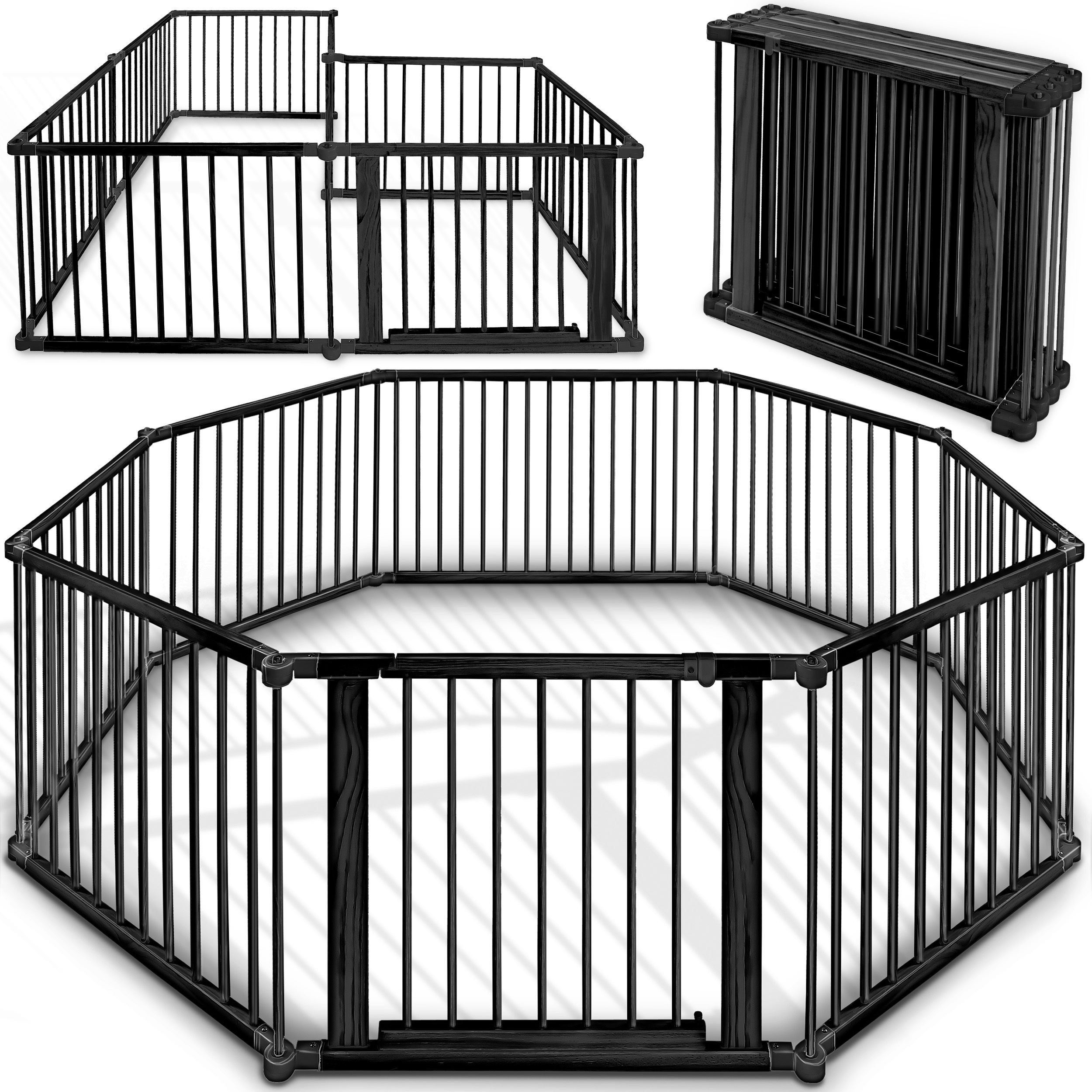 TEMU ® 7.2 Meter Xxl Foldable Baby Playpen With Door | Wooden Playpen With Double Safety Lock | Foldable Crawling Gate For Kids, Includes 8 Panels