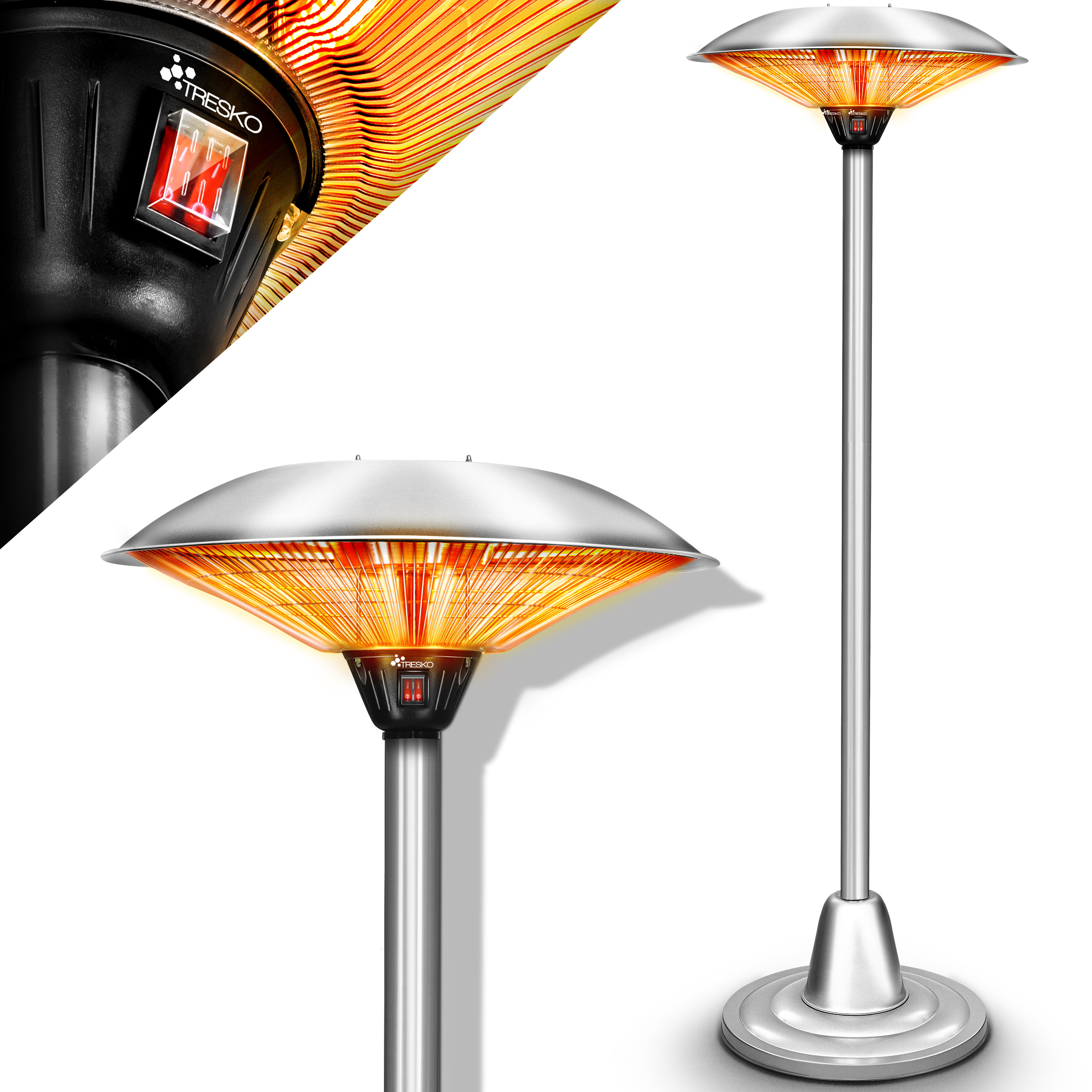 Image of Tresko® Infrared Mushroom Heater 2500w | Electric Outdoor Patio Heater With | Indoor & Outdoor Patio Heater | Standing Patio Heater With Led Display Quartz Infrared Heater For Outdoor Use