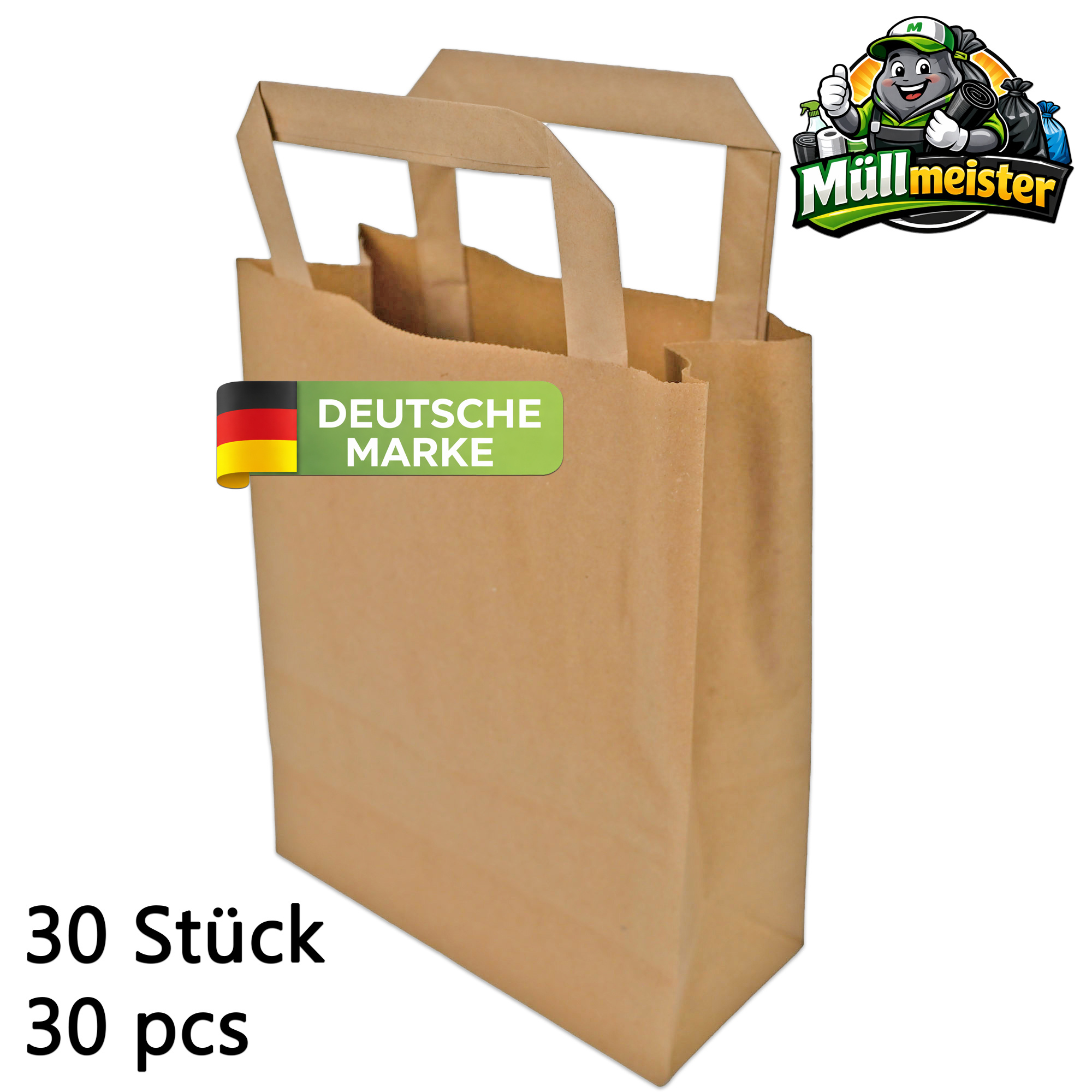 Image of 30pcs Of Paper Bags 18 + 8 X 22 Cm | Paper Bags With Handle | Paper Bags With Handle | Gift Bags | Bag | Paper Bags | Gift Bags | Paper Bags | Paper Bag | Paper Carrier Bags