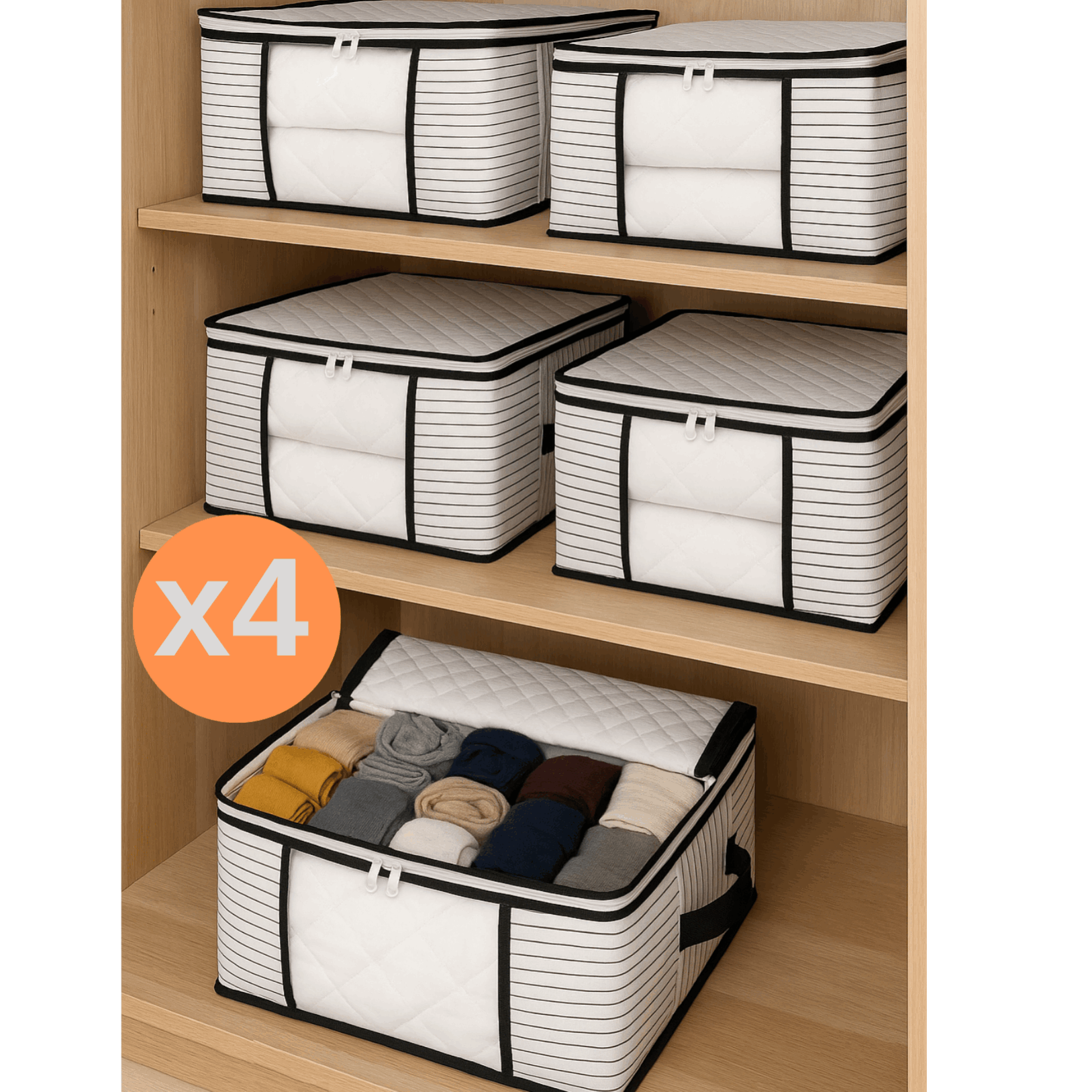 4-piece Set Of Medium-sized, Luxurious Sweater Blankets With Windows, Wardrobe Organizer, 40 X 40 X 30 Cm, 4 Pieces