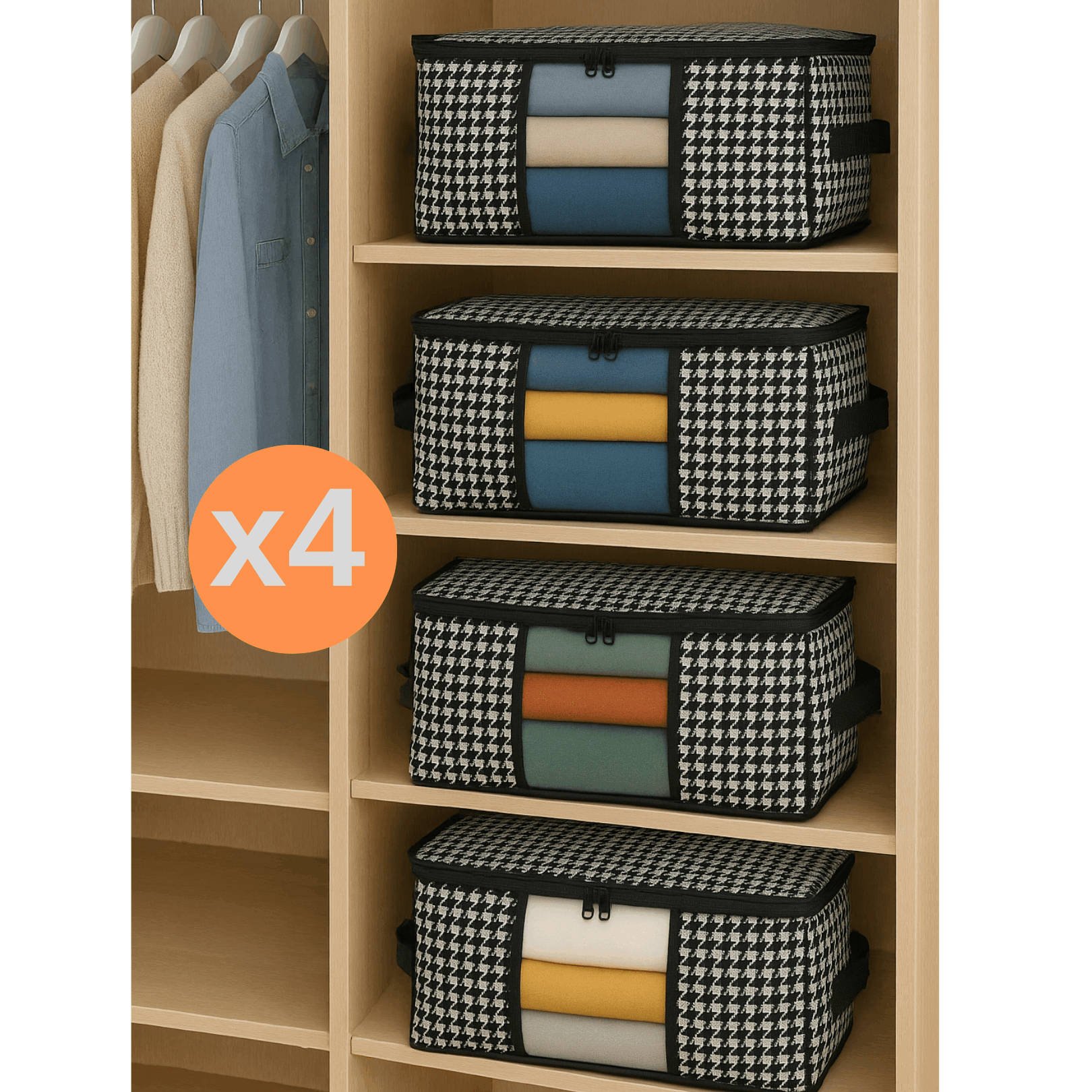 4-piece Set Of Medium-sized, Luxurious Sweater Blankets With Windows, Wardrobe Organizer, 40 X 40 X 30 Cm, 4 Pieces