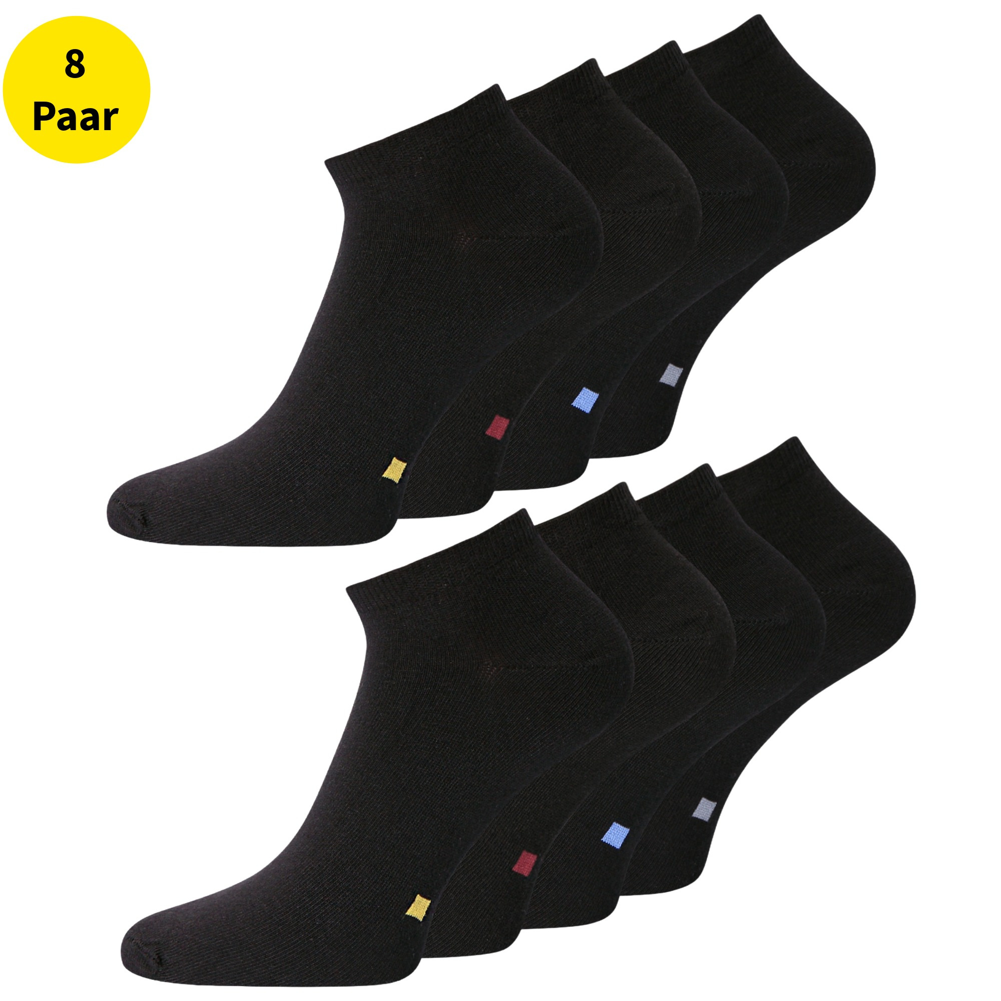 Image of 8 Pairs Of Black For Men And Women, Cotton , Ankle Socks, Solid Color Socks With Sorting Dot On Sole, Size 39-42