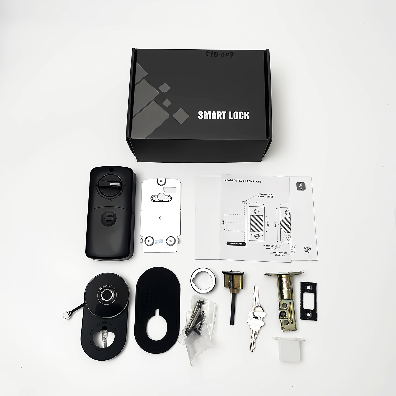 Intelligentes Türschloss mit vierEntriegelungsmethoden: FingerabdruckPasscode,Bluetooth-Geste und temporärerPasscode:inklusive mechanischem Schlüssel.Ausgestattet mit physischer Reset-Taste undTyp-C-Backup-Stromanschluss