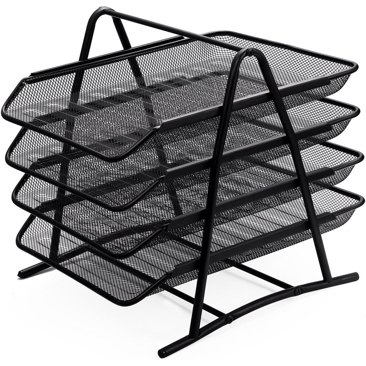 TEMU 4 Tier Mesh Desk Organiser A4 Paper Tray Black