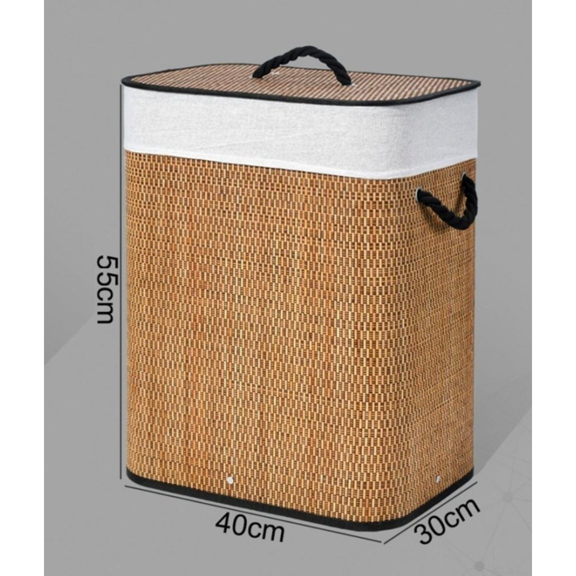 TEMU Cesto de lavandería de bambú marrón de gran capacidad con , plegable, fácil de transportar con , ahorra para usar en baños, lavanderías,