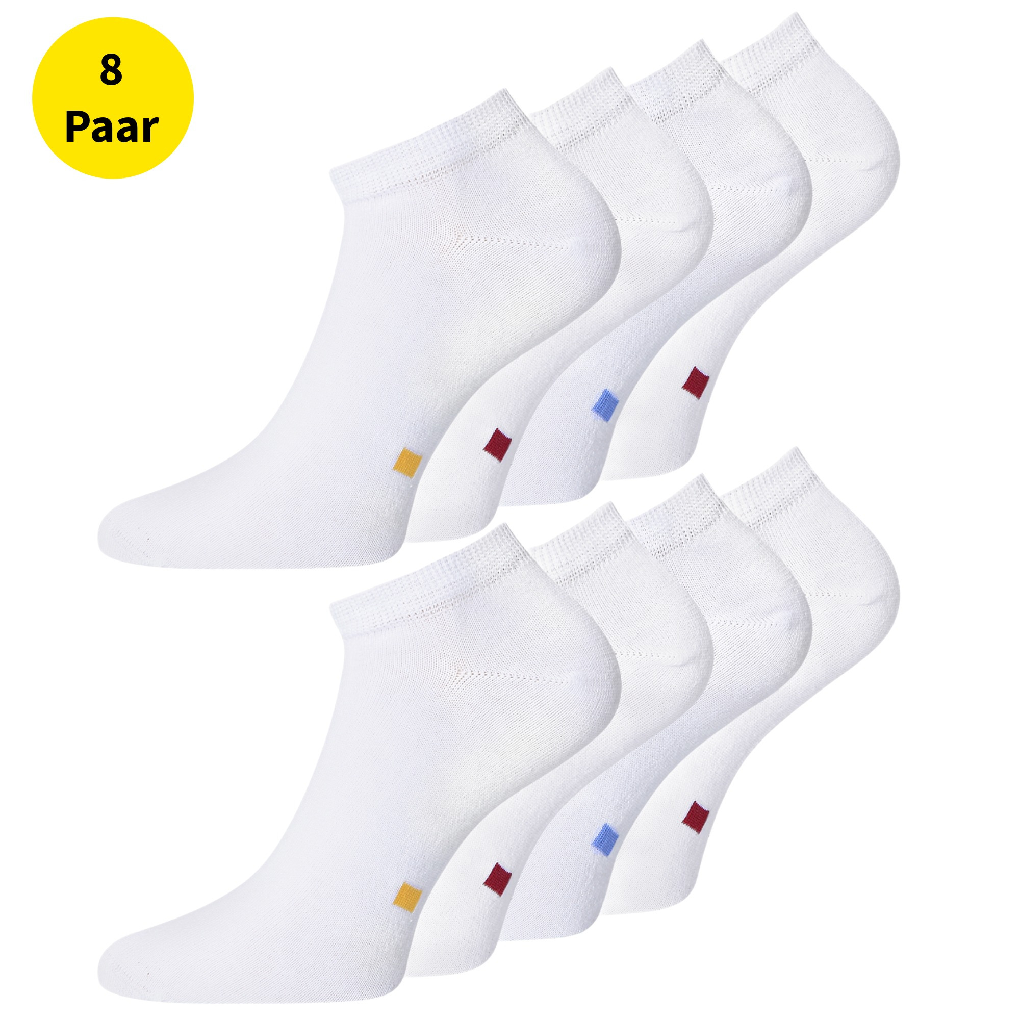 Image of 8 Pairs Of White For Men And Women,, Ankle Socks, Solid Color Socks With Sorting Point On Sole, Size 39-42