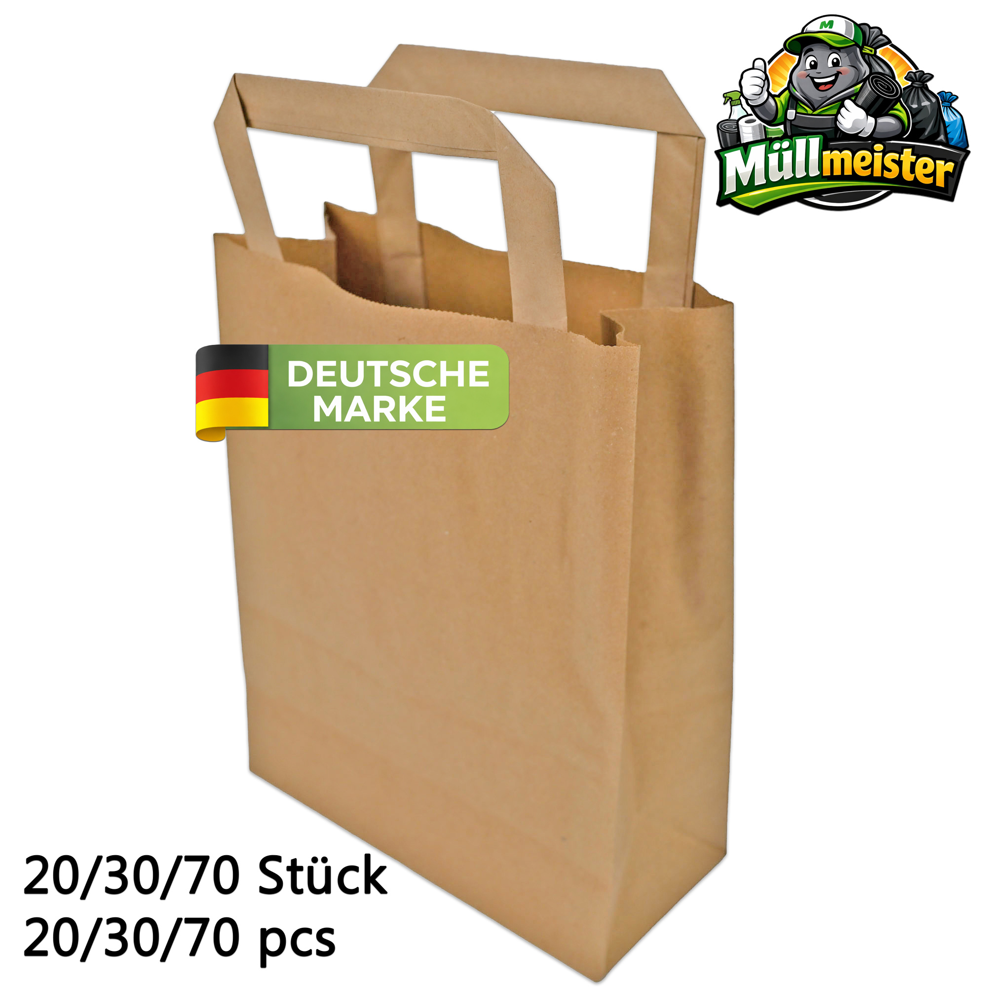 Image of Paper Bags 18 + 8 X 22 Cm | Paper Bags With Handle | Paper Bags With Handle | Gift Bags | Bag | Paper Bags | Gift Bags | Paper Bags | Paper Bag | Paper Carrier Bags