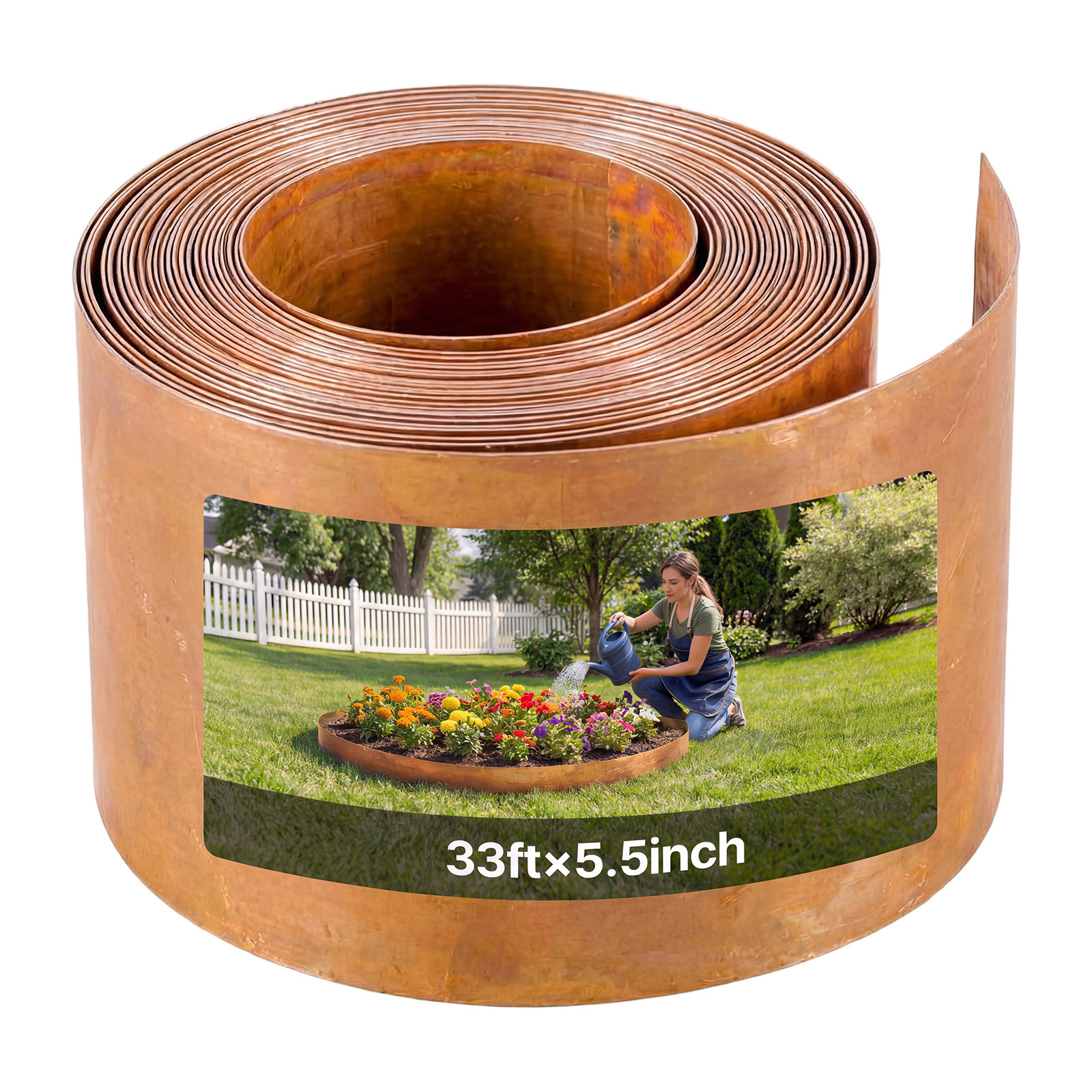 Vevor Carbon Steel Landscape Edging, 1000 X Steel Edging For Landscaping With Gloves, Easy-to-install Metal Strips, Metal Garden Edge Border For Flower Bed, Yard Pathway, Rust